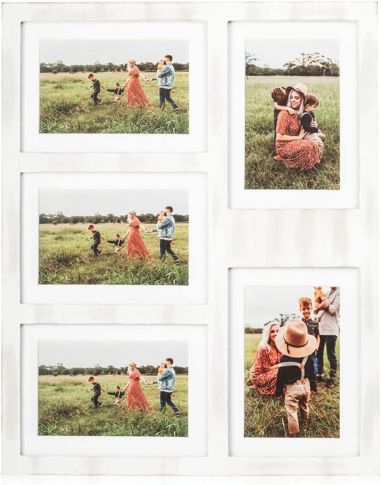 Great Lakes Memories GLM 4x6 or 5x7 Photo Collage Frame - Holds 5 Pictures with Glass & Mat for Wall Decor - Perfect for Living Room, Bedroom & Office Display (White)