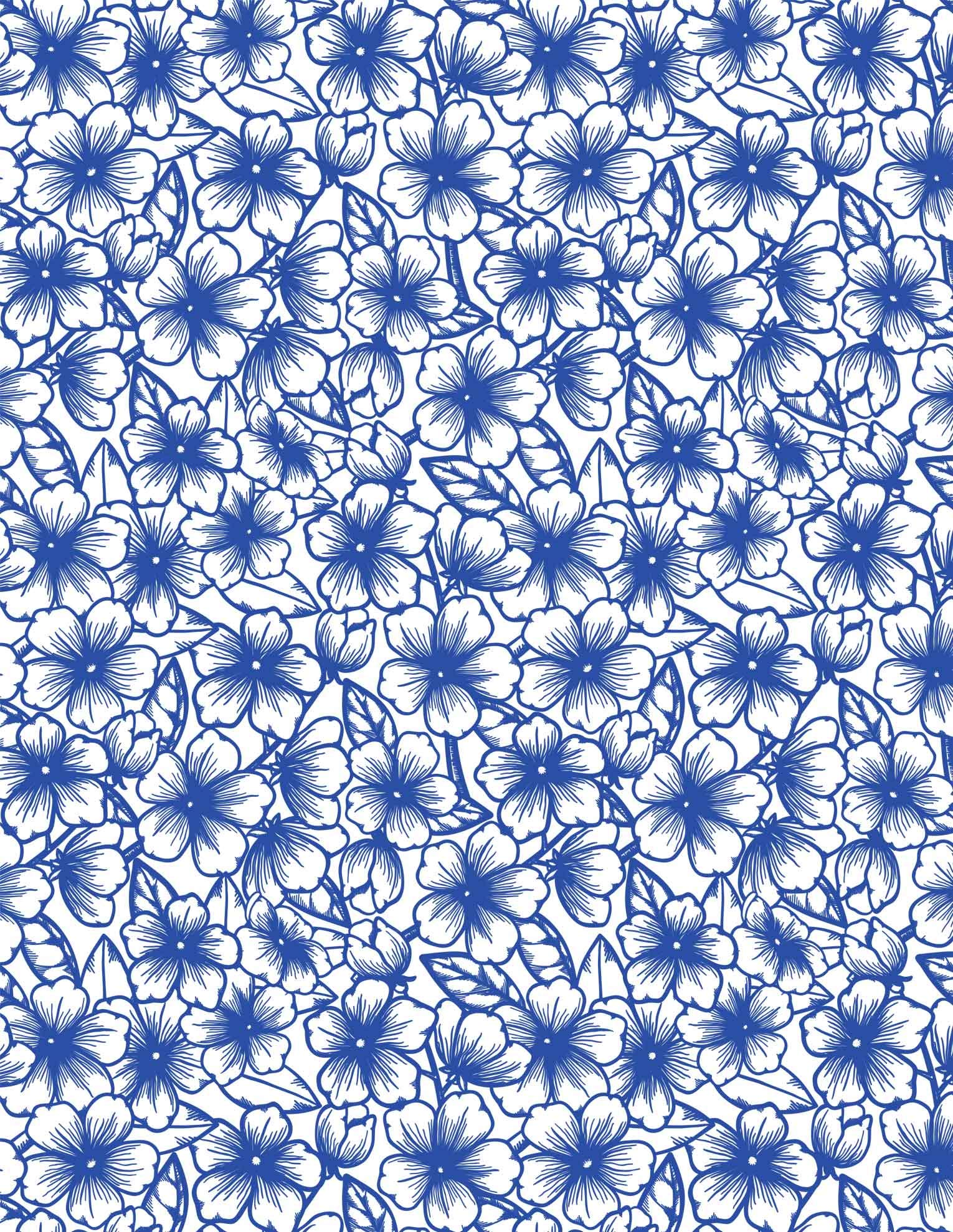 Ceramic Decals - Buds & Blossom Design (Blue, 19x13 Inch) for DIY Pottery, Mugs & Tile Decor - Perfect for Home Crafts, Gift Making & Ceramic Art Projects