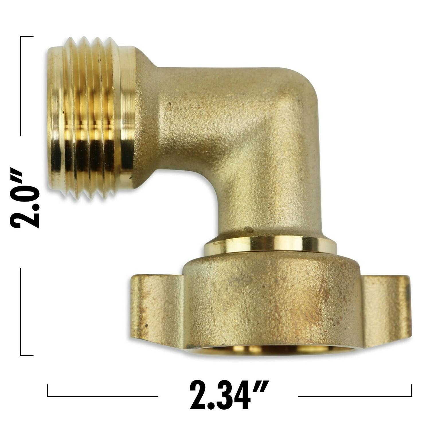 LCW-90EL 90 Degree Hose Elbow Connector - 3/4 Inch Heavy Duty Brass Fitting for Garden Hose, RV Camper Water Hose, Sprinkler Systems - Perfect for Tight Spaces & Leak-Free Water Connections