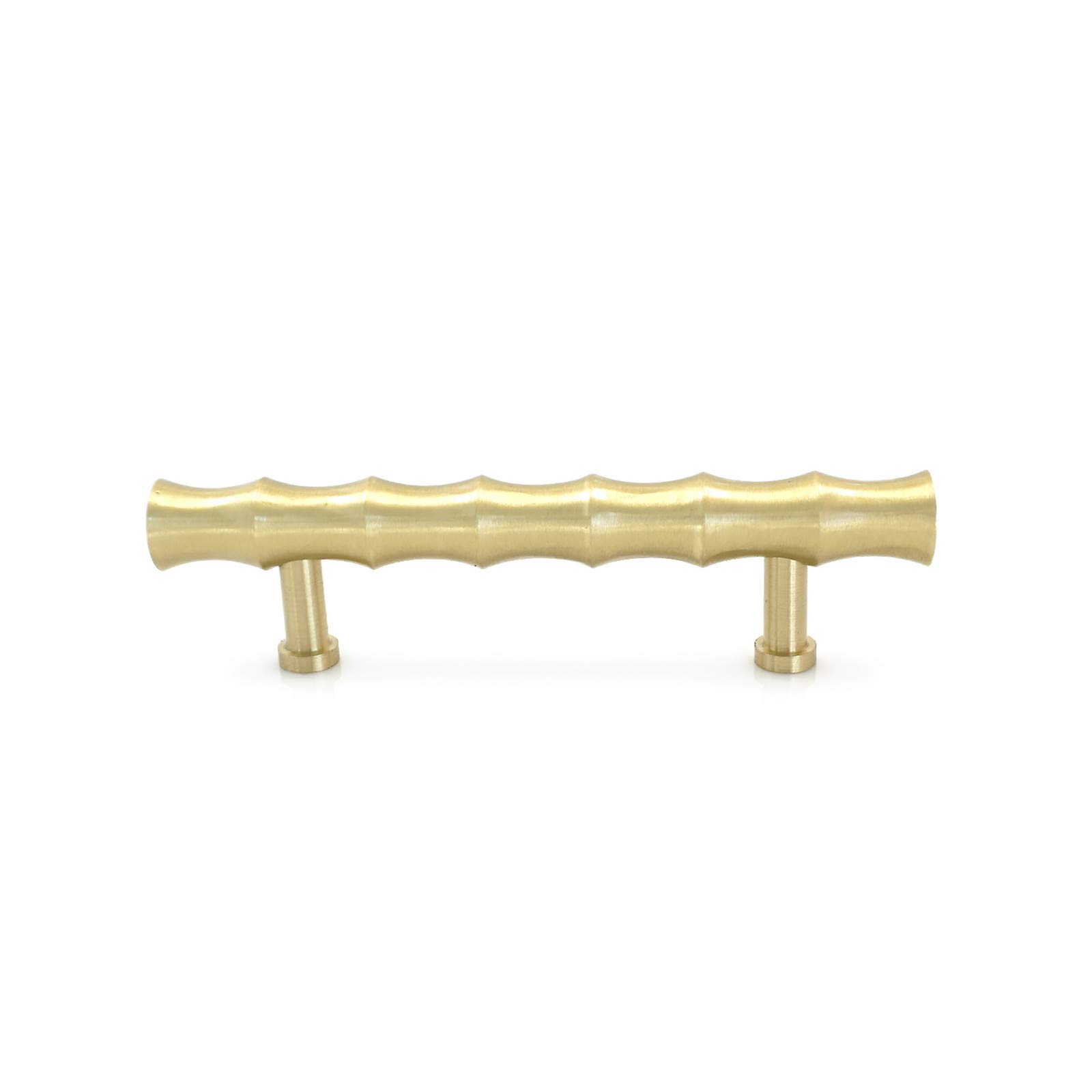 LBFEEL 3 Inch Bamboo Drawer Knobs - Solid Brass Cabinet Pulls Hardware for Dresser, Kitchen Cabinets & Furniture (76mm Hole Centers) - Vintage Style Home Decor Upgrade for Bedroom, Bathroom & Office