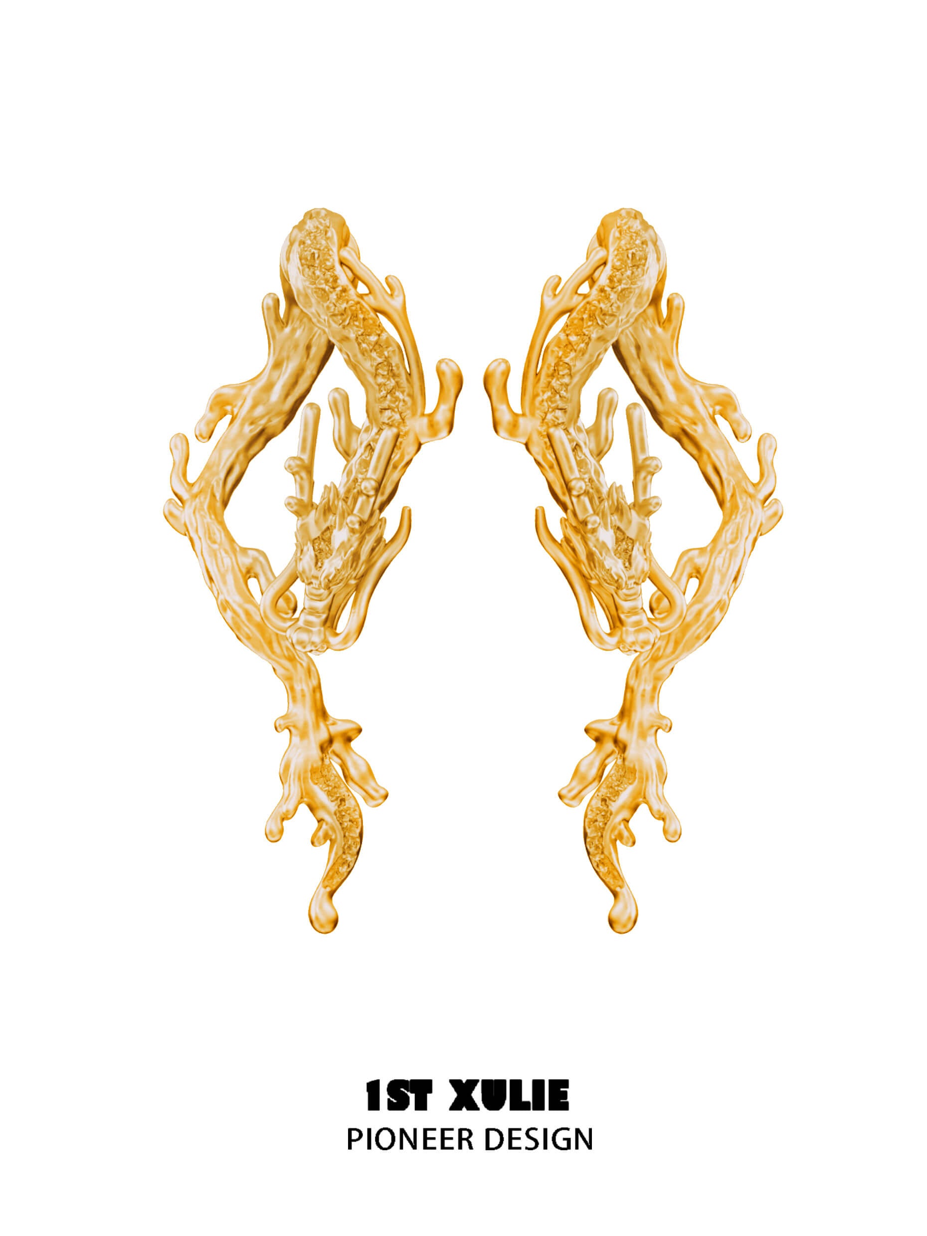 S925 Sterling Silver 24K Gold Plated Dragon Dangle Stud Earrings for Women - Perfect for Parties, Weddings & Gifts