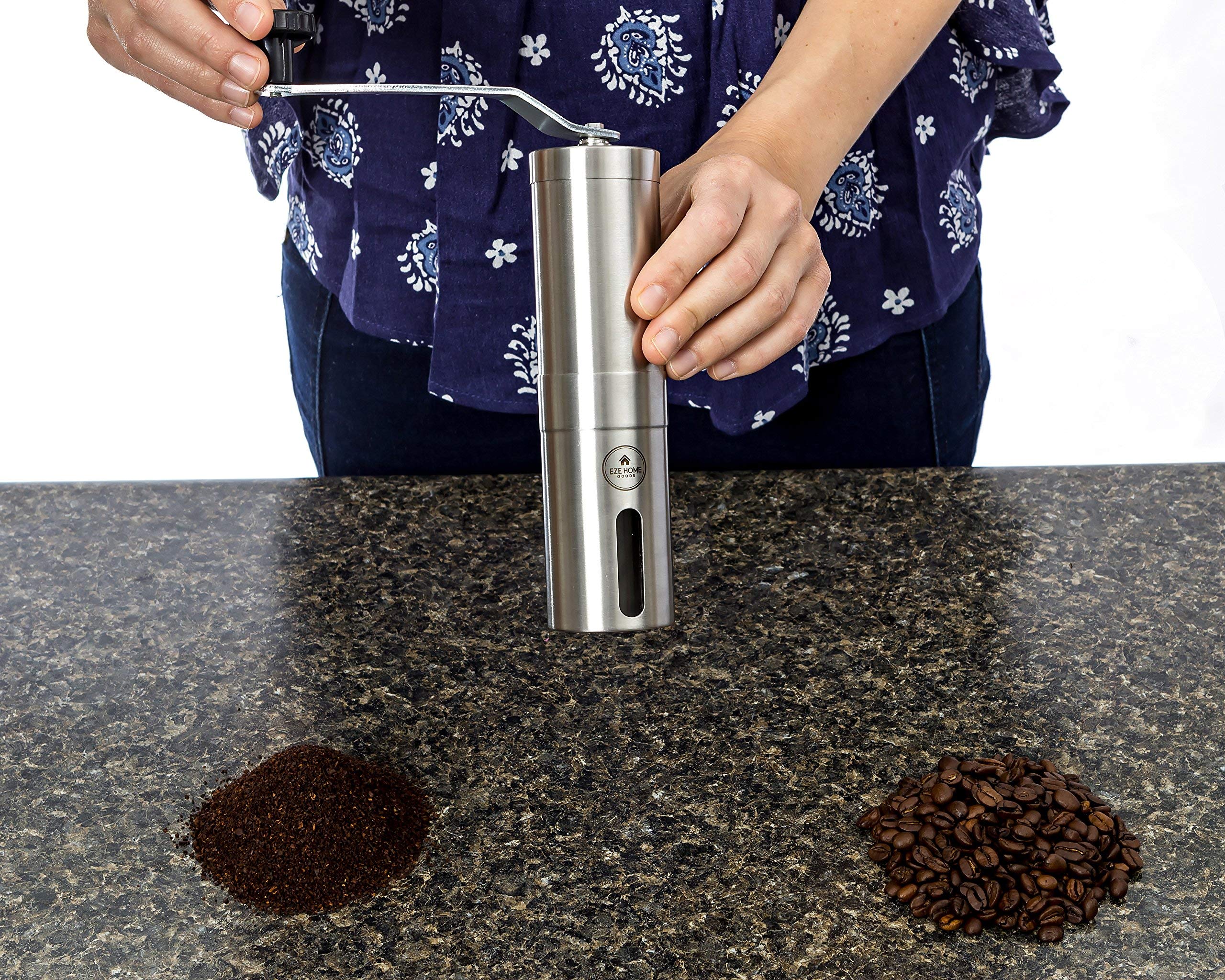 Premium Hand Coffee Grinder with Ceramic Conical Burr - Consistent Grind, Professional Grade Stainless Steel, Portable & Durable - Perfect for Home, Office, Travel & Camping Coffee Brewing