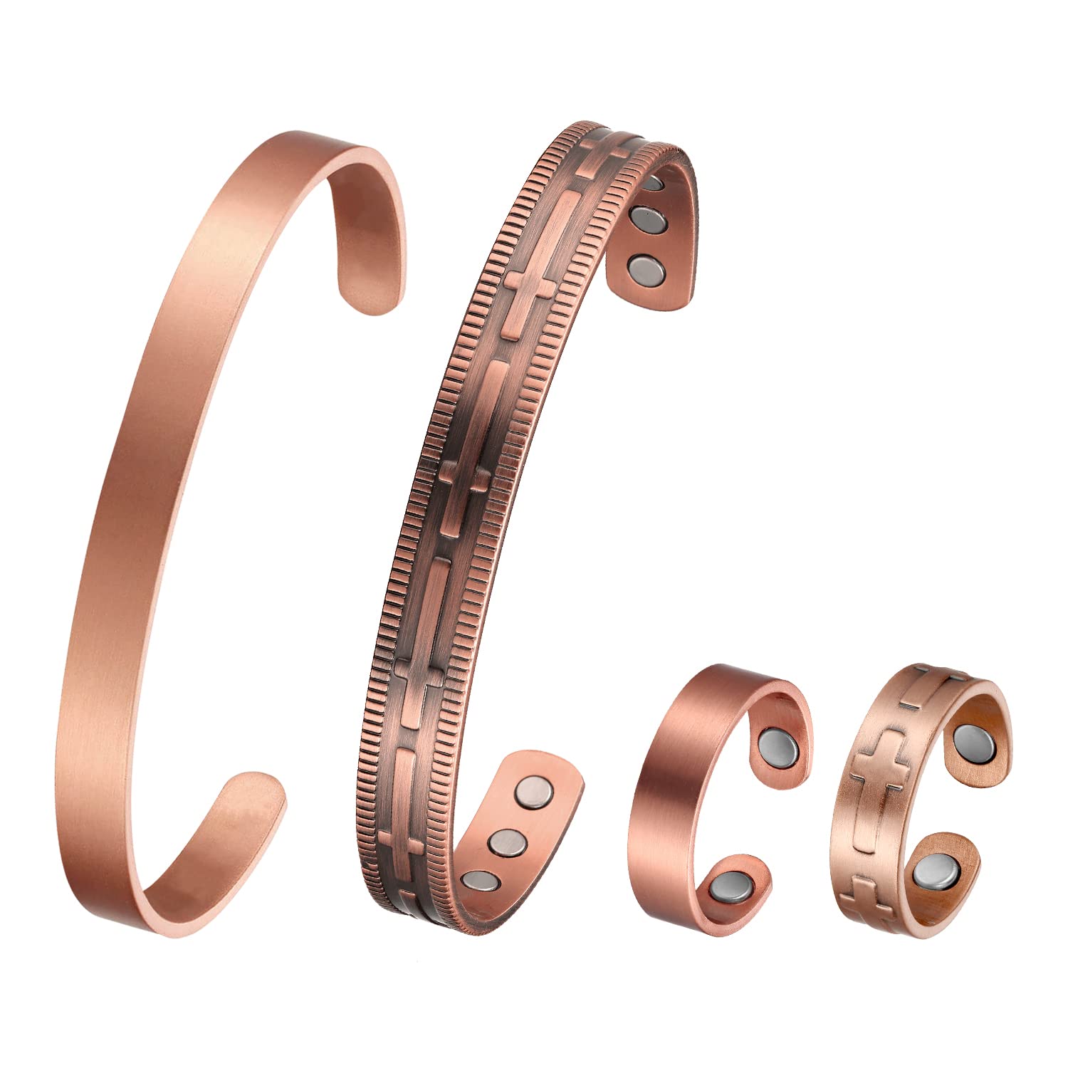 MagEnergy Copper Magnetic Therapy Bracelet for Men & Women - 99.99% Pure Copper with 3500 Gauss Magnets, Adjustable 6.8'' Cuff Bangle - Perfect for Pain Relief, Arthritis & Improved Circulation | Ideal Gift for Wellness Enthusiasts