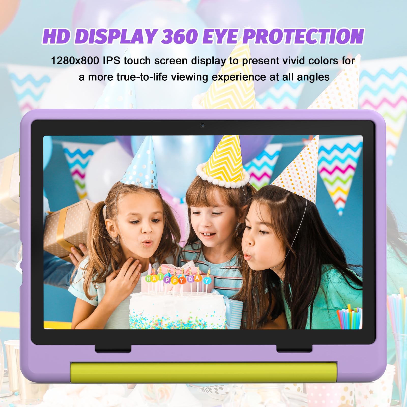 10 Inch Kids Tablet with Android 14 | Octa-Core 64GB Storage (Expandable to 1TB) | WiFi Children's Learning Tablet with Parental Controls & Dual Camera | Includes Protective Case | Perfect Educational Gift for Toddlers & Kids | Ideal for Homeschooling, Travel, and Interactive Learning