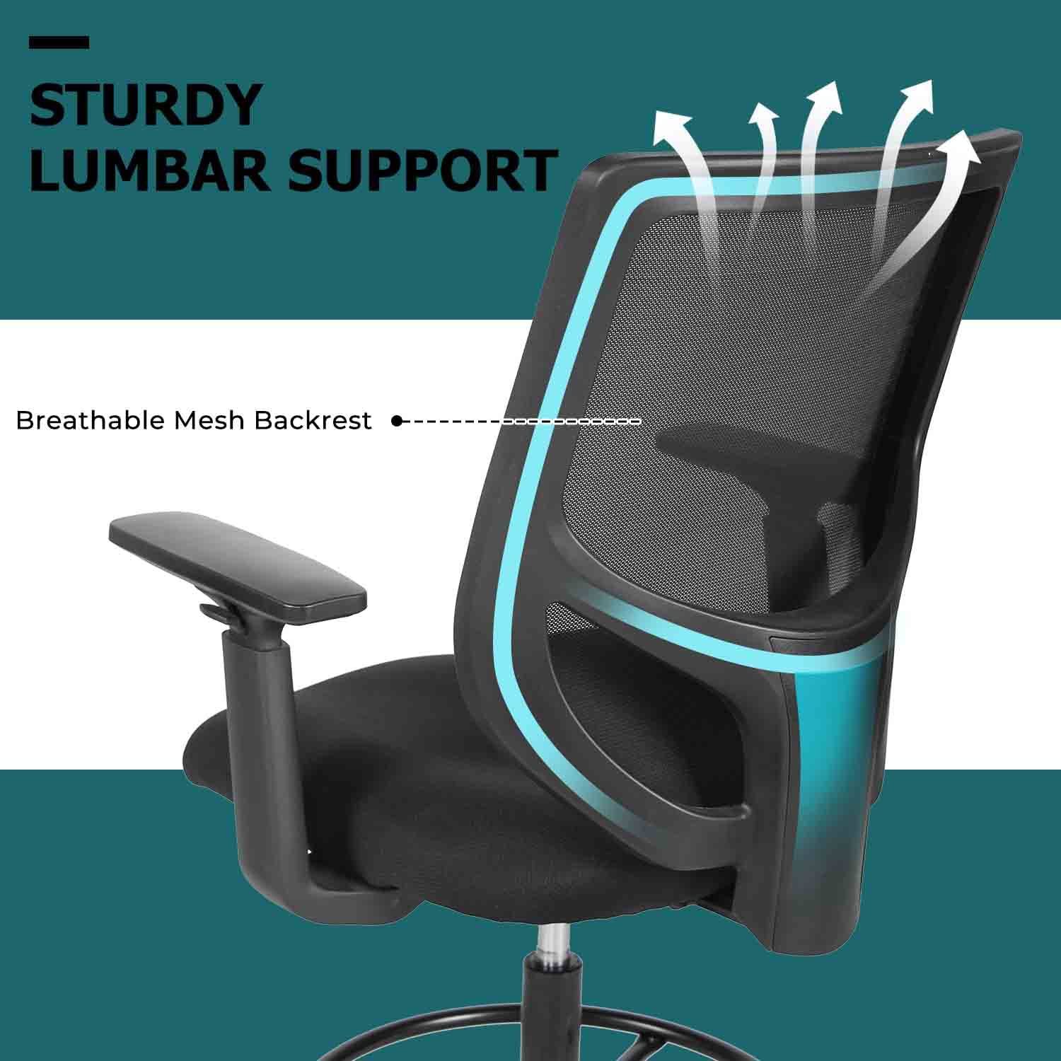 SMUG Adjustable Drafting Chair - Tall Office Chair with Mid Back Mesh & Foot Ring - Ergonomic Desk Chair for Standing Workstations - Perfect for Architects, Artists & Home Office Use