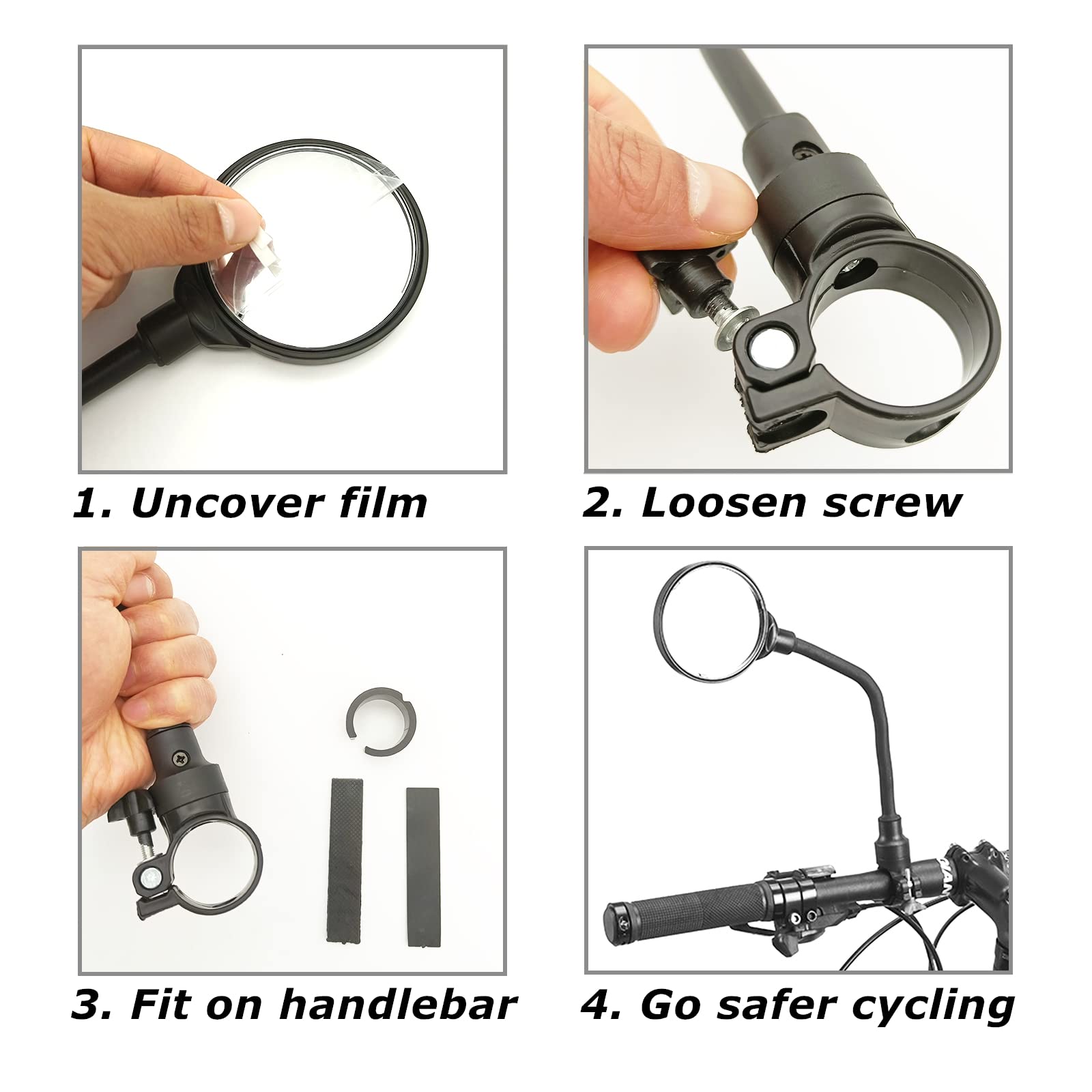 2 Pack Adjustable Bike Mirrors - Handlebar Mounted Rearview Mirrors for Bicycles, E-Bikes & Scooters | Acrylic Convex Round Design | Perfect for Commuting, Road Safety & Urban Cycling