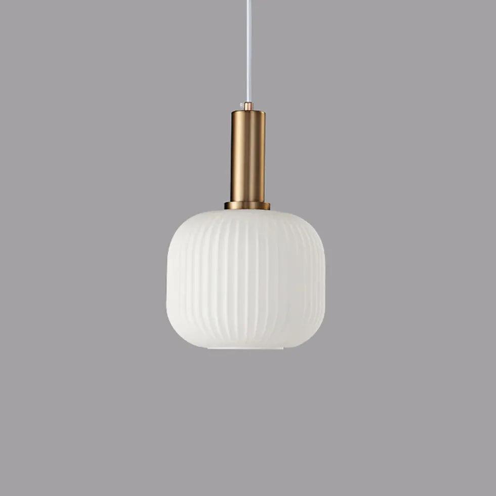 Modern White Glass LED Pendant Light for Bedroom - Dimmable Hanging Fixture with Warm Light, Perfect for Dining Room, Kitchen Island, and Living Room Decor
