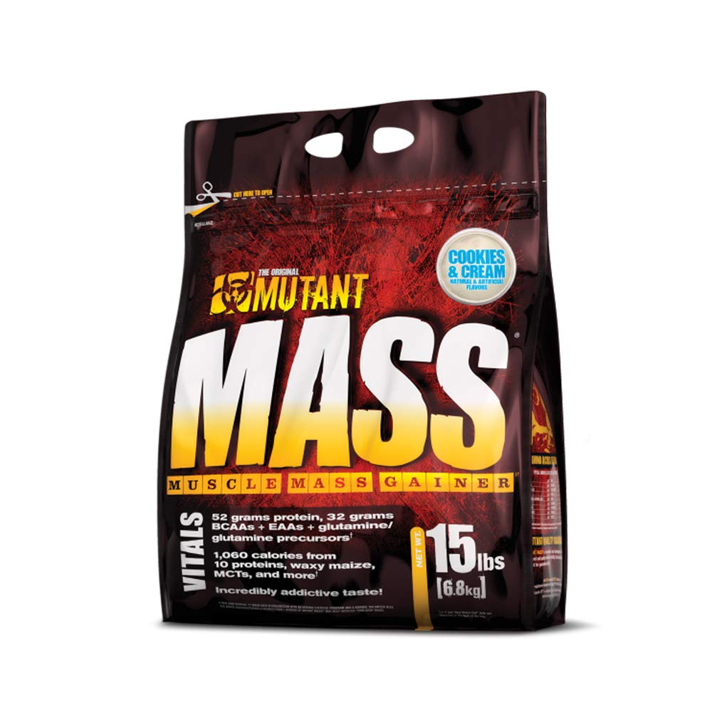 Mutant Mass Gainer Protein Powder - 6.8kg (15lbs) Cookies & Cream Flavor for Muscle Building & Weight Gain | Post-Workout Recovery Shake for Bodybuilders & Athletes