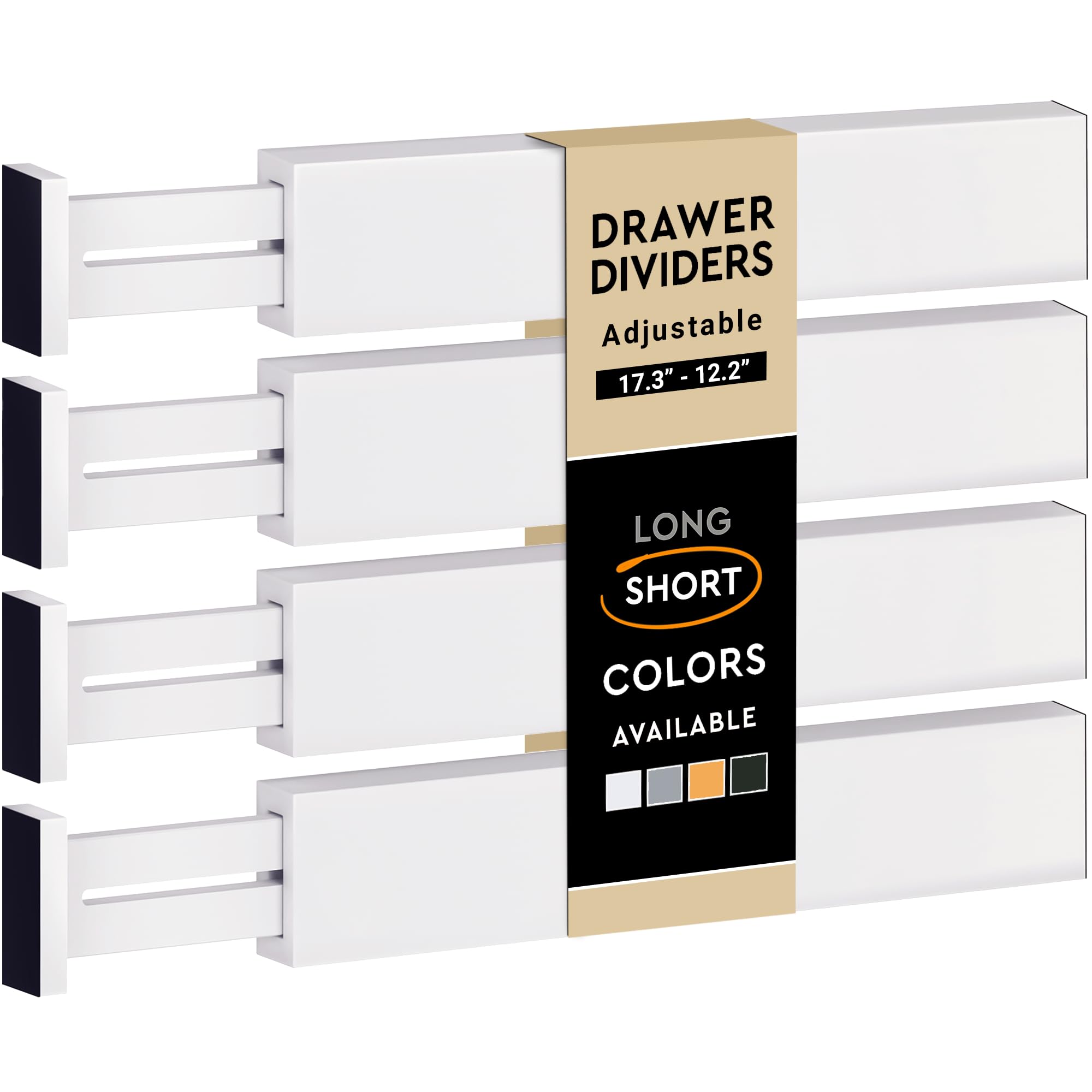 4 Pack Bamboo Drawer Dividers - 2.6