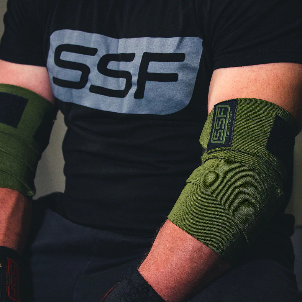 Serious Steel Fitness Stiff Elbow Wraps 47 (Pair) - Heavy Duty Support for Weightlifting, Powerlifting & CrossFit - Ideal for Gym Training & Strength Workouts
