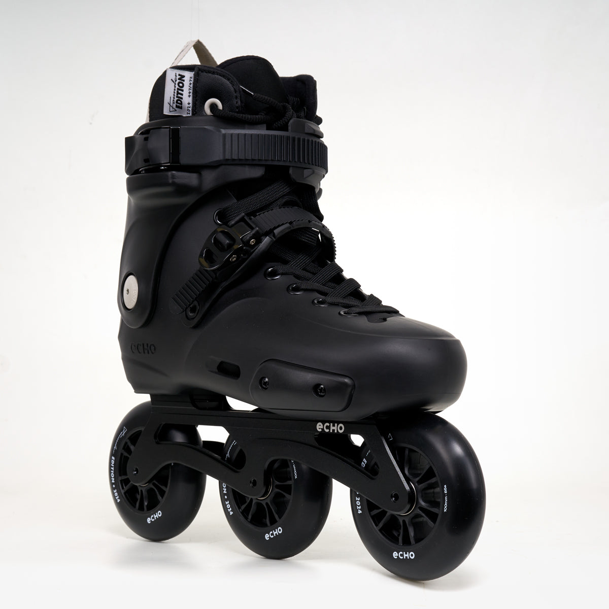 Echo Skates 3-Wheel Freeskates for Adults - Adjustable Inline Skates with LED Lights for Night Skating, Fitness & Outdoor Fun - Black