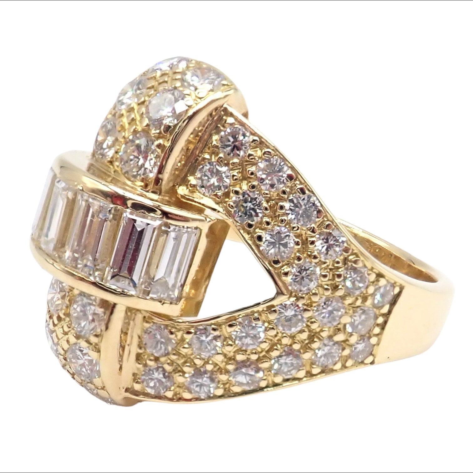 Authentic Piaget 18K Yellow Gold 3 Carat Diamond Cocktail Ring for Women - Luxury Vintage Jewelry for Parties, Weddings & Special Occasions