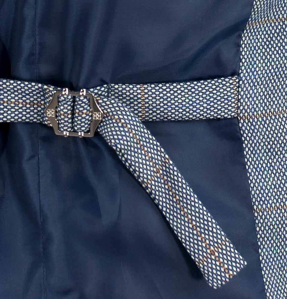 Cavani Del Ray Men's Duck Egg Blue Check Suit - Slim Fit Business Blazer & Pants Set for Weddings, Office & Formal Events