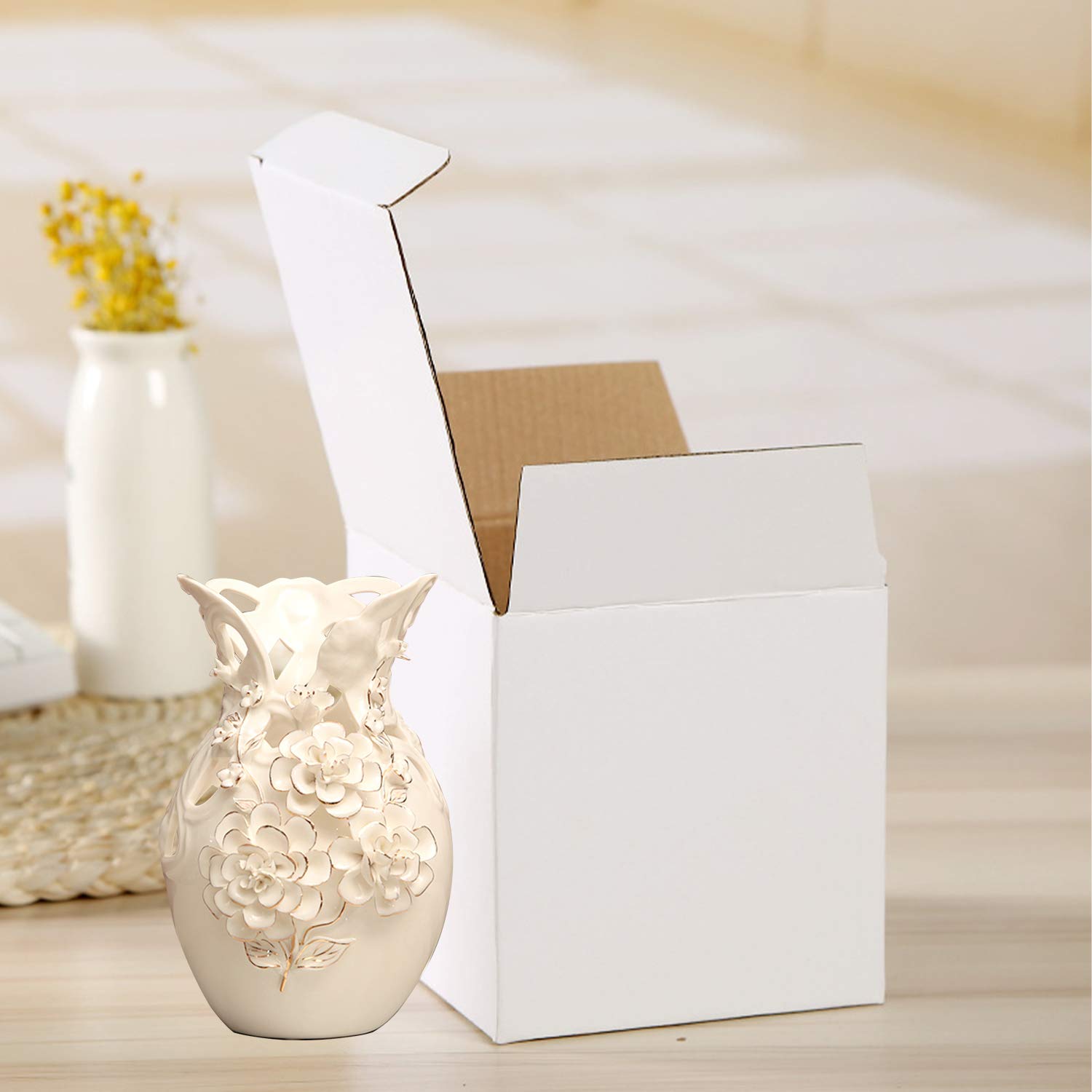 Lainrrew 12-Pack 5x5x5 Inch White Kraft Corrugated Cardboard Shipping Boxes - Small Recyclable Mailing Boxes for Ecommerce, Gift Packaging & Storage (5