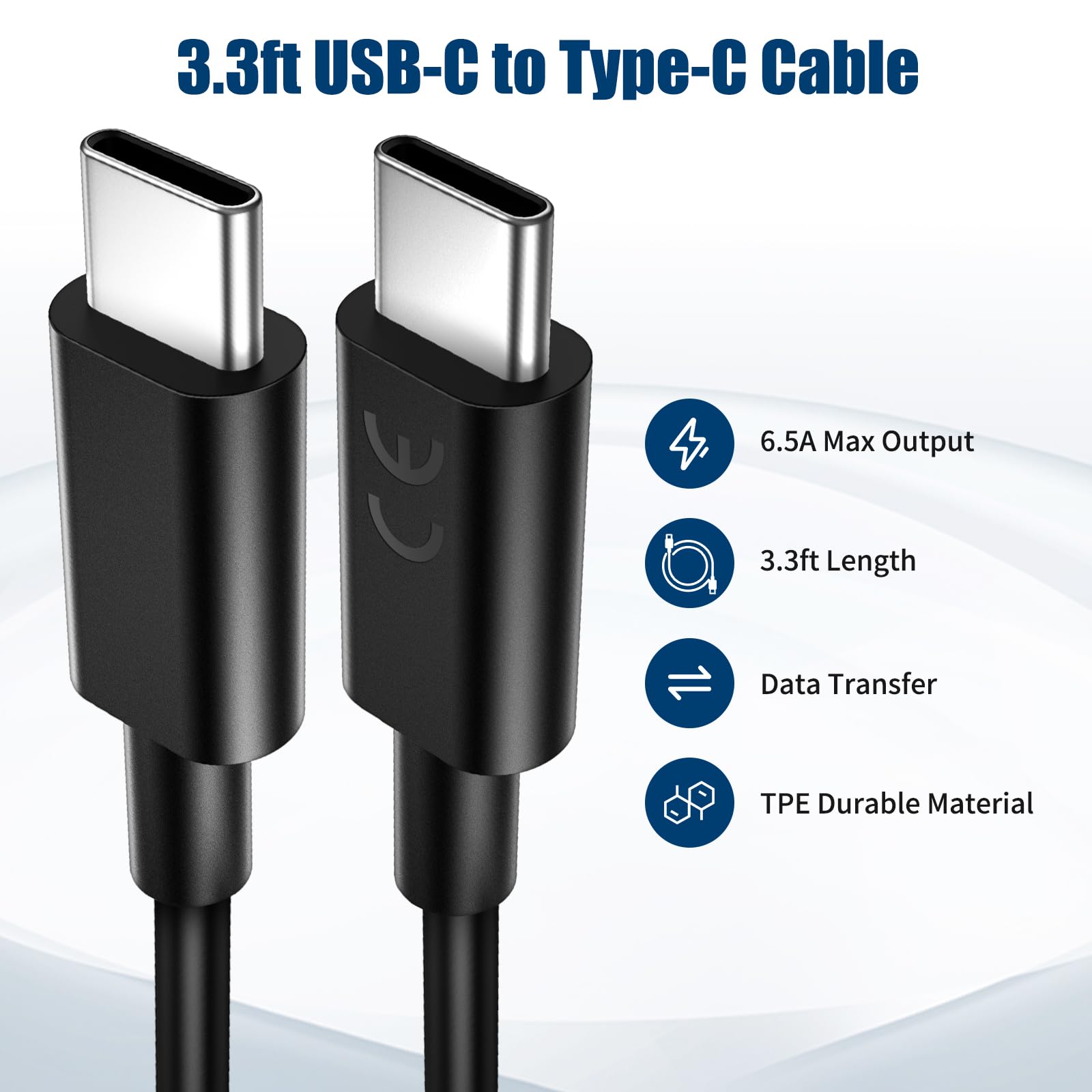 **COOYA 6.5A TurboPower USB C Cable 3.3ft - Fast Charging & Data Sync for Motorola Edge+/Edge 30/Razr 40 Ultra, iPhone 16, Moto G Stylus/Power/Play/Pure 5G (2-Pack) - Perfect for Home, Office & Travel**