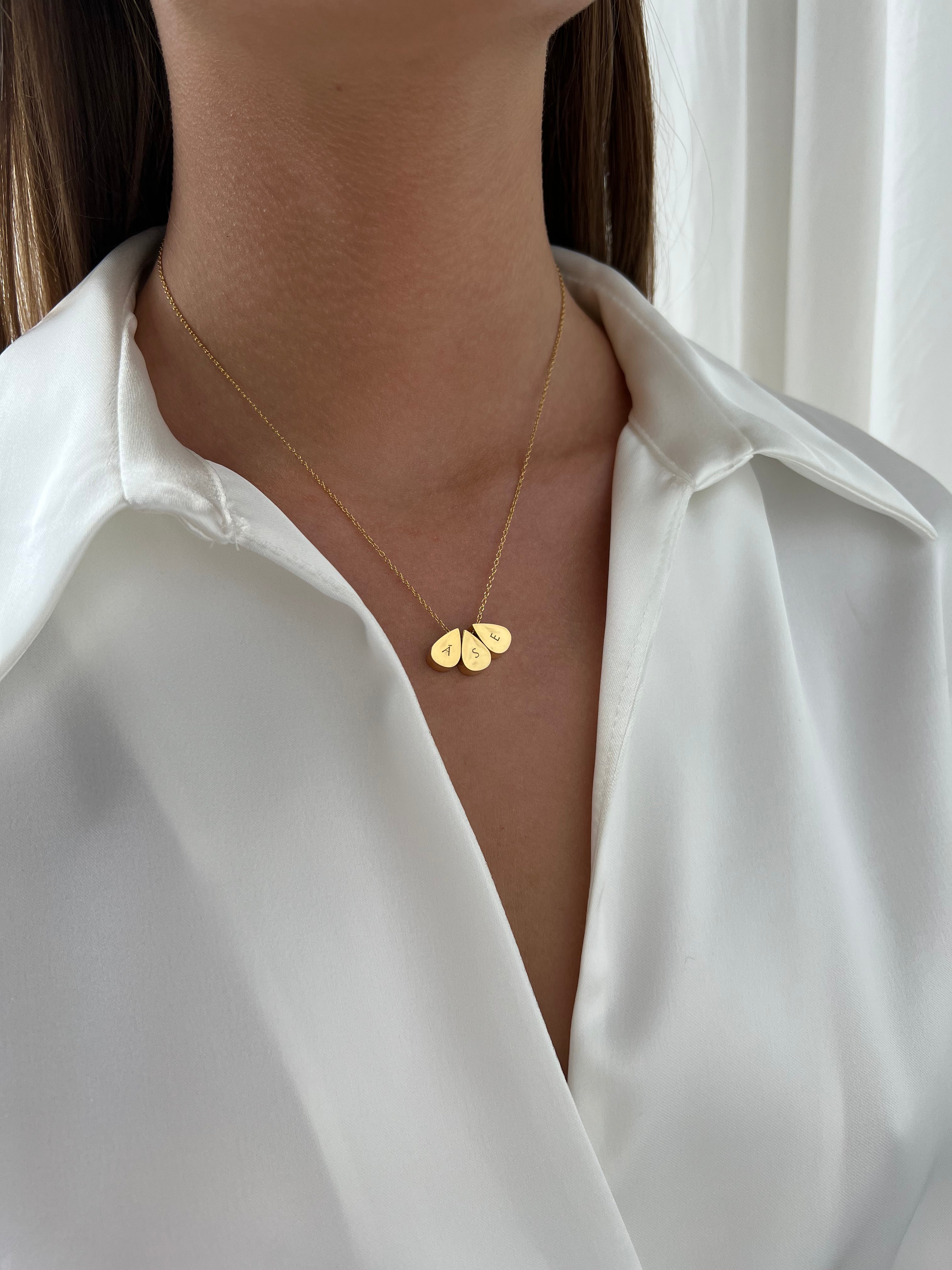 Elegant Gold Teardrop Triple Bead Necklace for Women - Perfect for Weddings, Parties & Special Occasions
