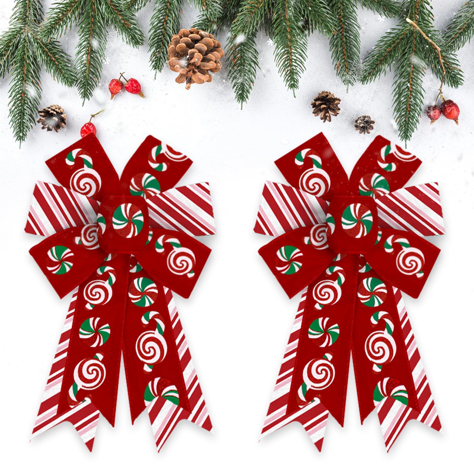 2 Pack Christmas Wreath Bows - Red Burlap Ribbon Bows for Holiday Decor, Xmas Tree Ornaments, Front Door Wreath & Winter Home Decorations (Perfect for Christmas, New Year & Winter Seasonal Decor)