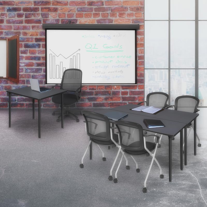 Regency Kee Folding Training Tables - Medium Size, Grey/Black - Portable Folding Tables for Meetings, Classrooms & Events