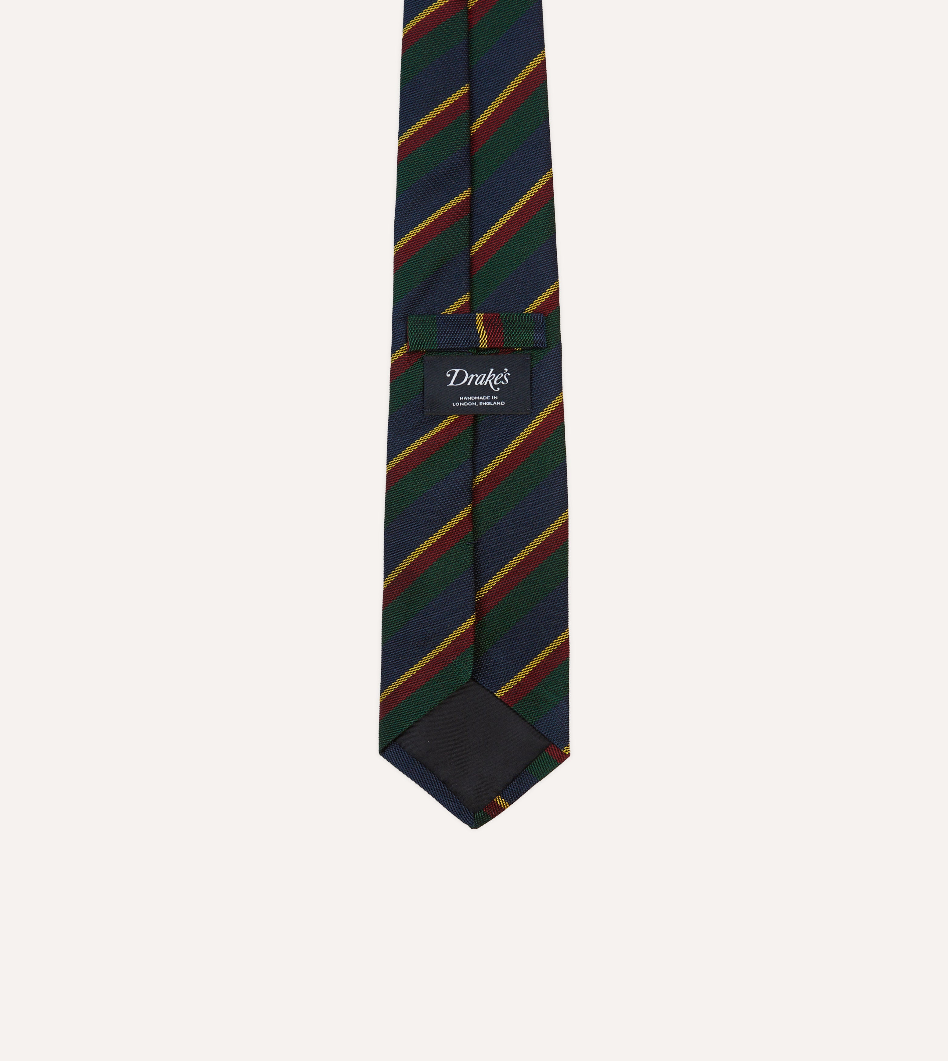 Premium Navy, Green & Yellow Striped Hand-Rolled Silk Grenadine Necktie for Men - Perfect for Weddings, Business Meetings & Formal Events