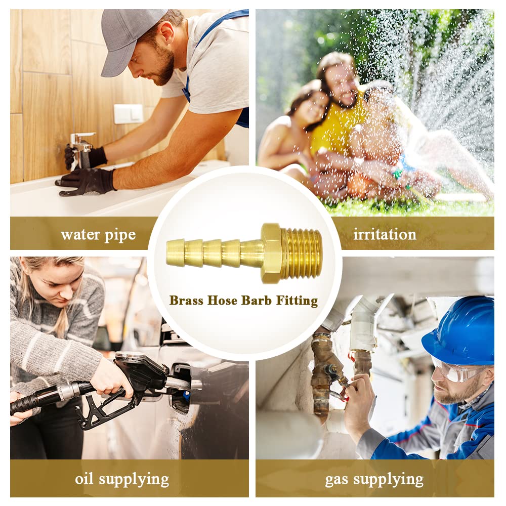 WiseWater 12-Pack Brass Hose Barb Fittings - 3/8