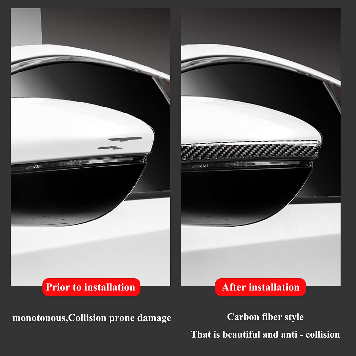 2pcs Carbon Fiber Rear View Mirror Protector - Anti-Scratch, Anti-Collision Trim Sticker for Honda Accord 10th Gen (2018-2020) | Perfect for Parking Safety & Side Mirror Protection