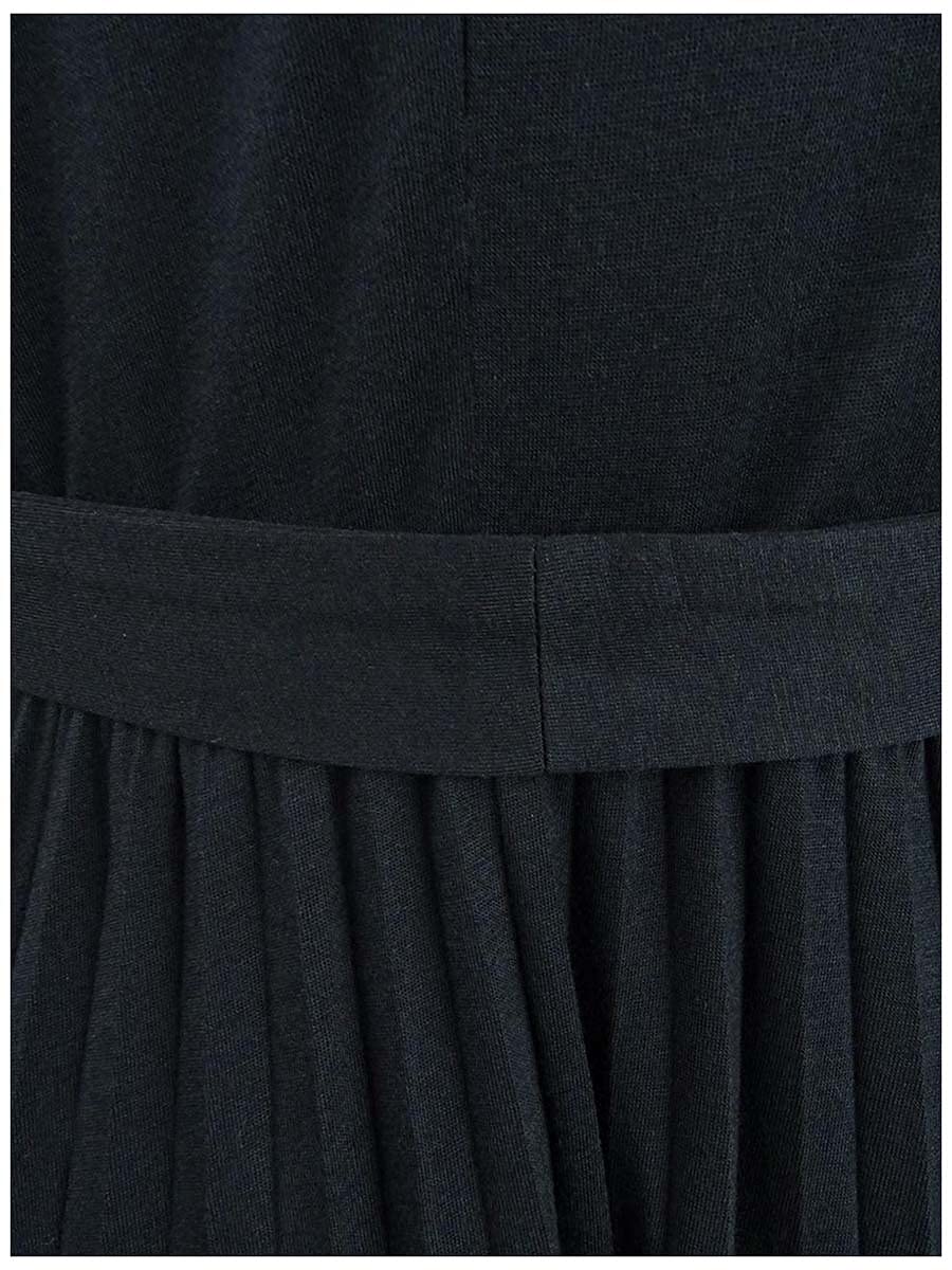 Marella Women's Zufolo Pleated Midi Dress - Size M, Black | Elegant Flowy Knee-Length Dress for Office, Cocktail Parties & Summer Weddings
