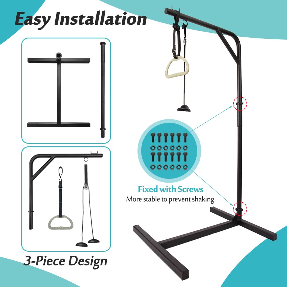 Mybow Adjustable Bed Trapeze Bar - Mobility Assist for Elderly & Disabled, Standing Frame with Bed Lift, Transfer Pole & Handicap Rail - Ideal for Home Care, Hospital Use & Couch Assistance