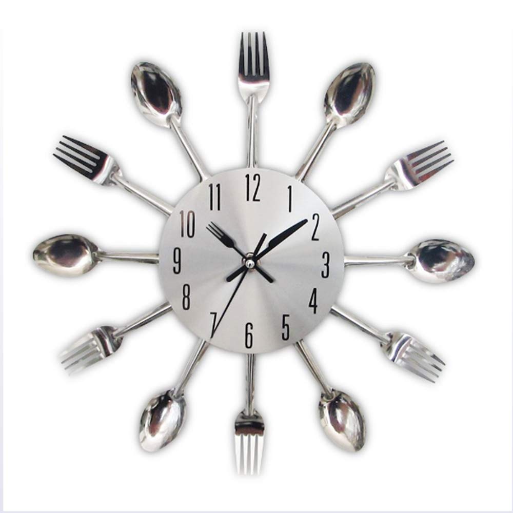 Modern Kitchen Cutlery Wall Clock with Spoons & Forks - Unique Home Decor Wall Sticker for Dining Room, Kitchen & Living Room Decoration | Perfect for Housewarming Gifts & Farmhouse Style Interiors