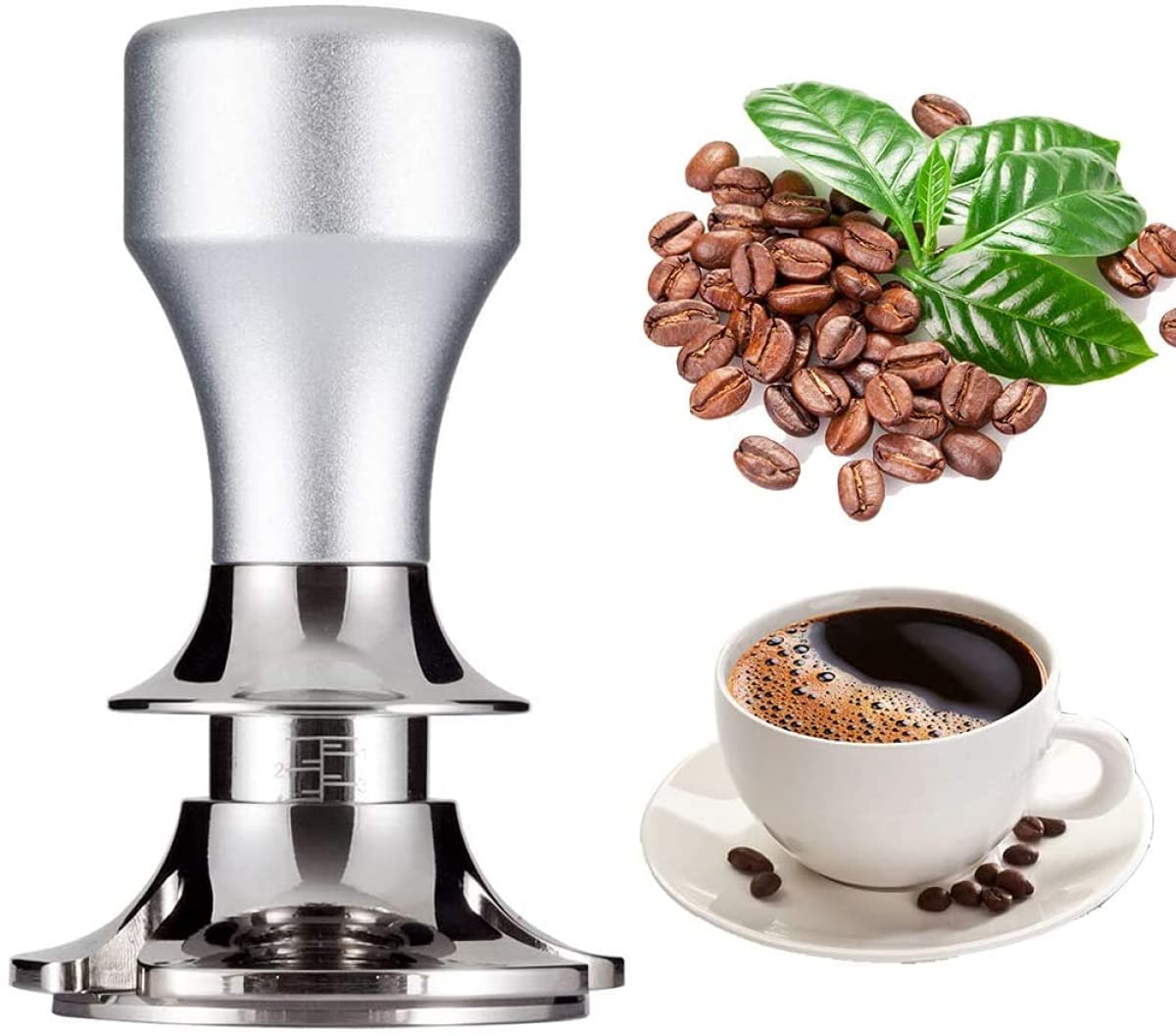 58.5mm Espresso Tamper - Adjustable Depth Coffee Powder Press with Stainless Steel Flat Base - Perfect for Professional Baristas & Home Coffee Brewing - Ideal for Espresso Machines, French Press, and Coffee Shops