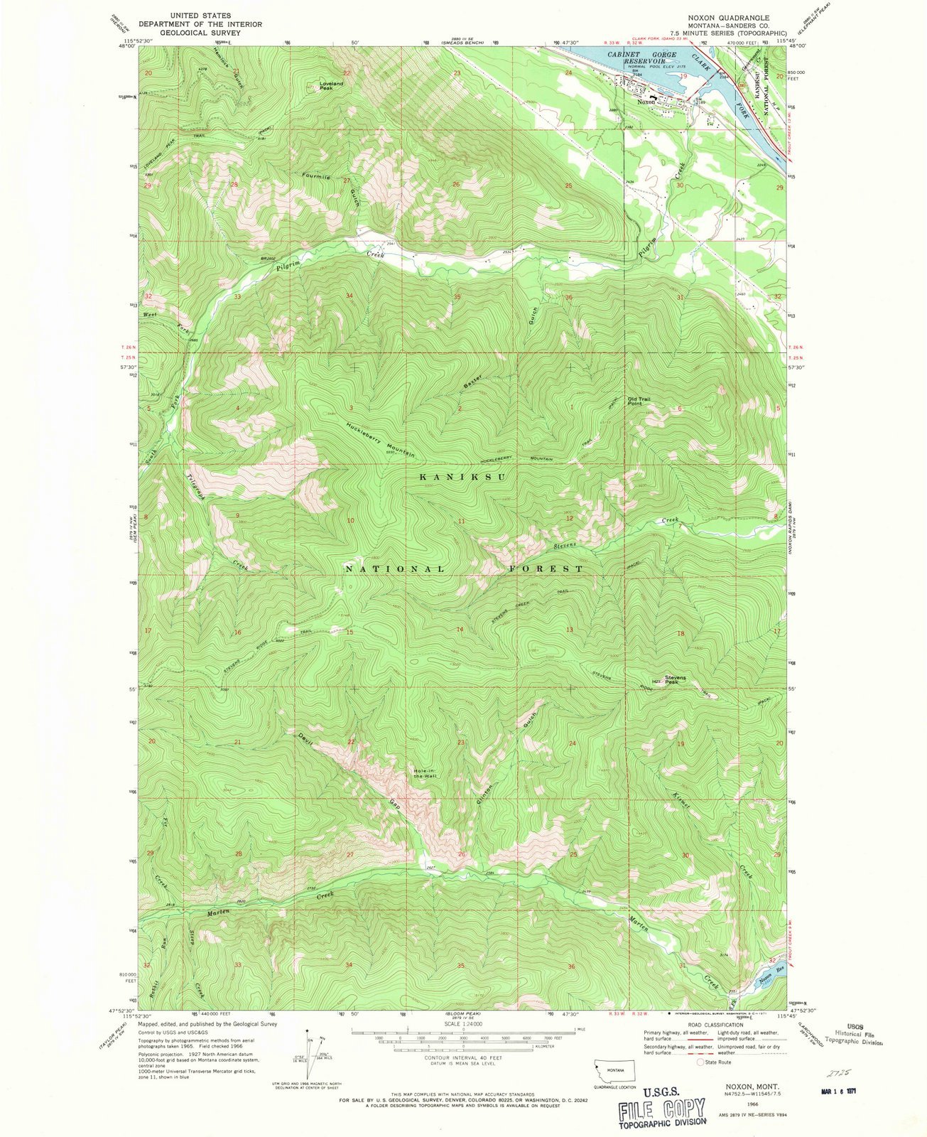 1966 Noxon, MT USGS Historical Topographic Wall Map - 44x55 Inch Large Vintage Montana Wall Art - Perfect for Home Decor, Office & Gifts