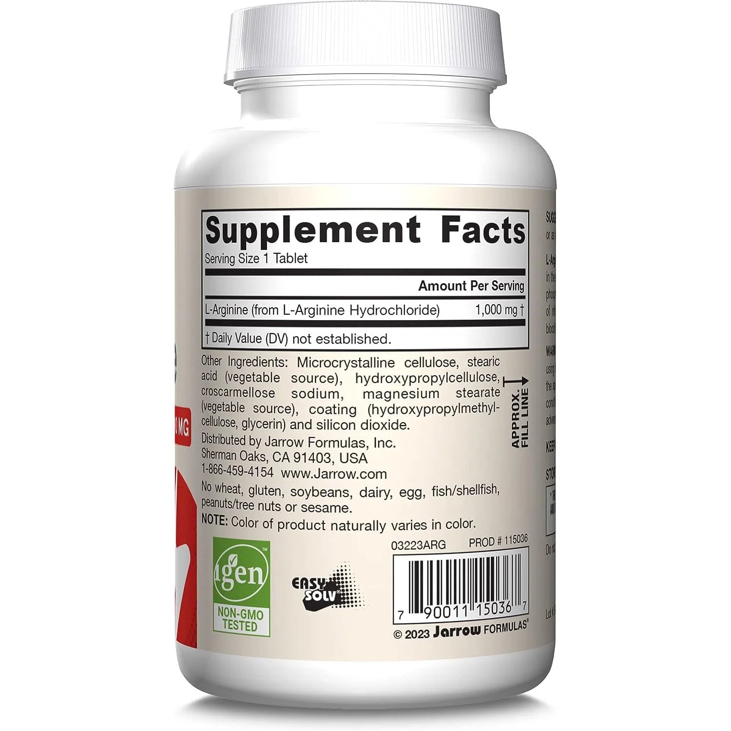 Jarrow Formulas Arginine 1000 mg Supplement - Supports Heart Health, Blood Circulation & Athletic Performance - Nitric Oxide Booster for Workout, Exercise & Cardiovascular Support (120 Capsules)