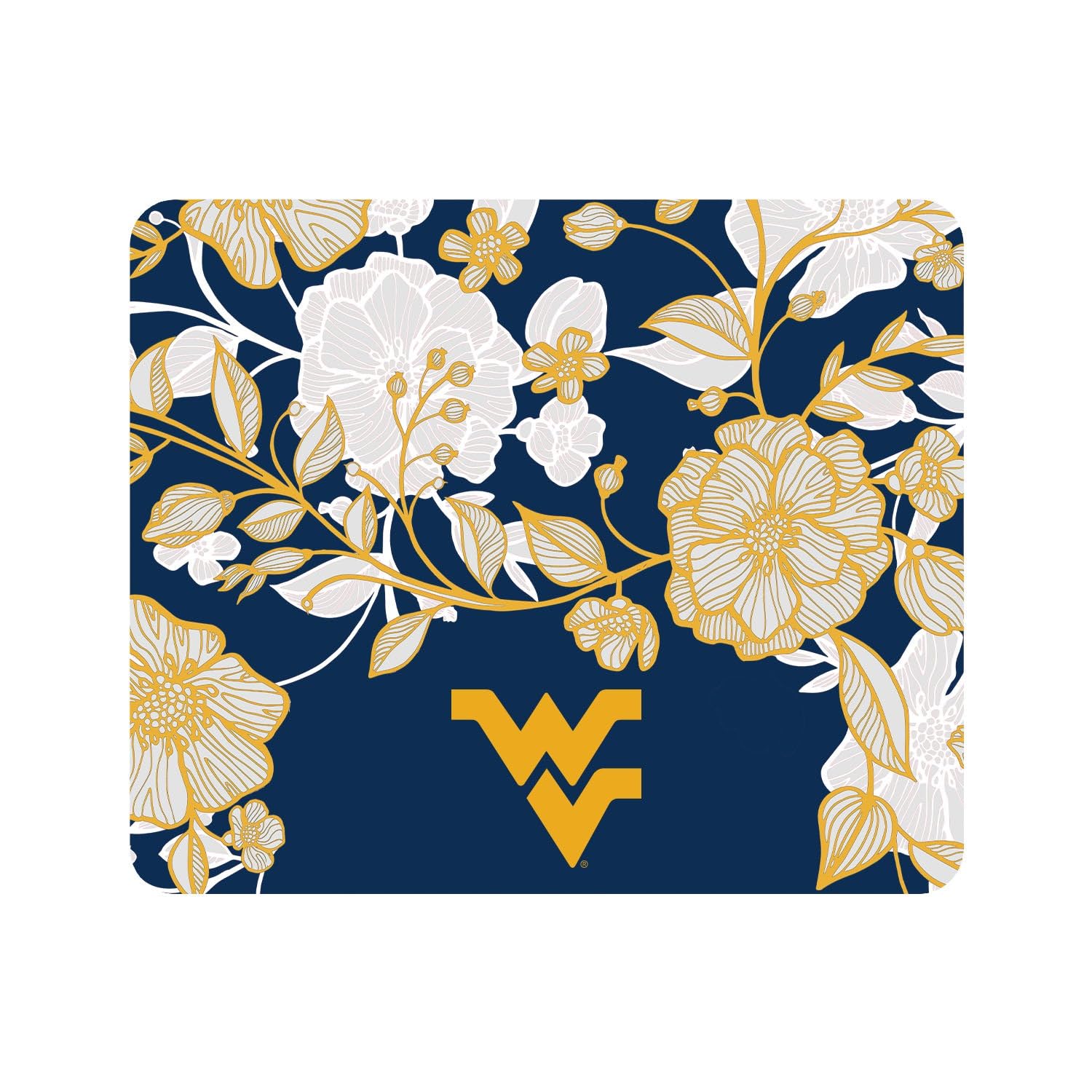 West Virginia University WVU Standard Fabric Mouse Pad - Floral Lace Design Blue - Office Desk Accessories & Gaming Mouse Mat for Computer Laptop Workstation - Perfect for College Dorm, Home Office & Gaming Setup