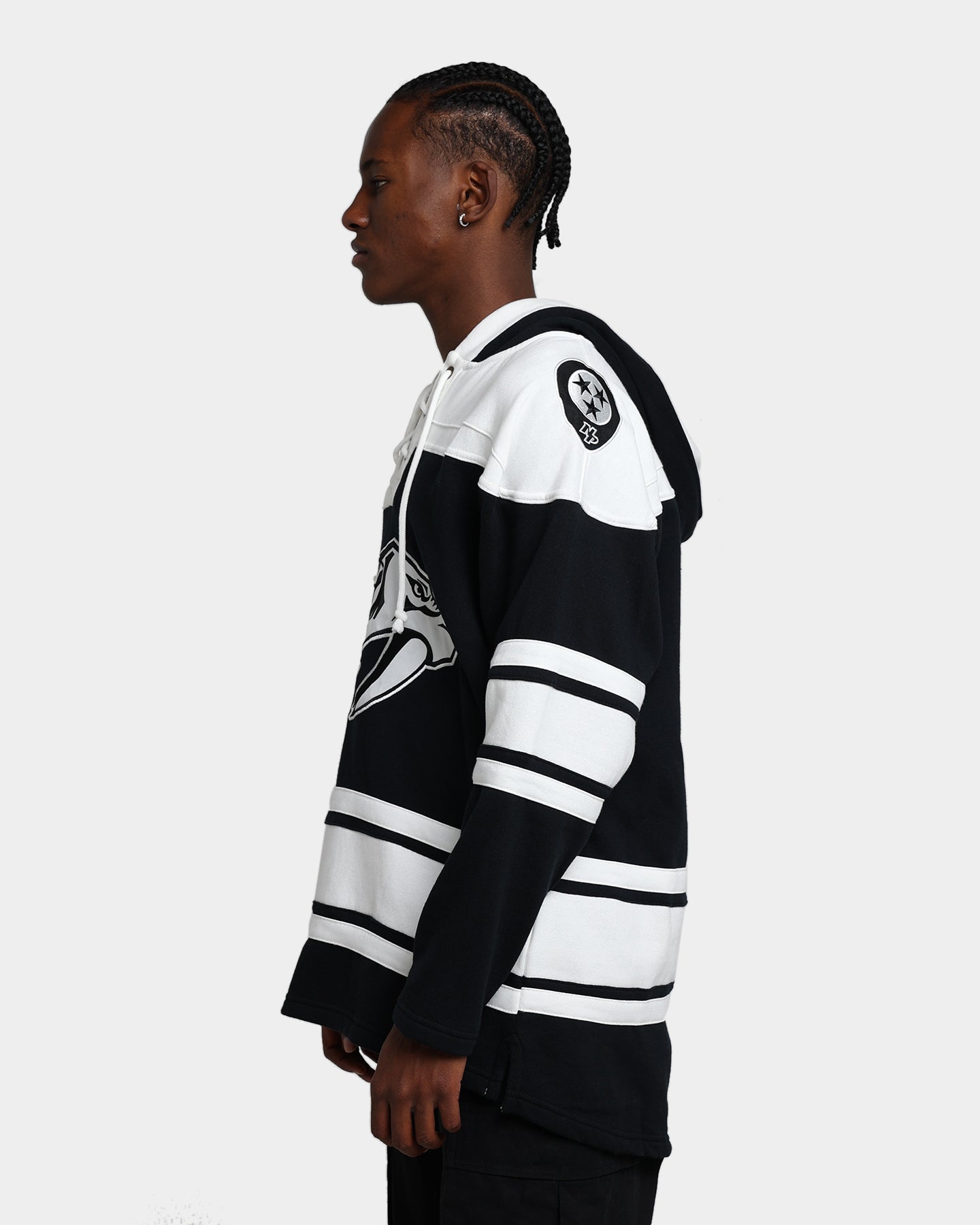 47 Brand Nashville Predators Superior Lacer Hoodie - Men's Black NHL Hockey Pullover Sweatshirt for Game Day & Casual Wear