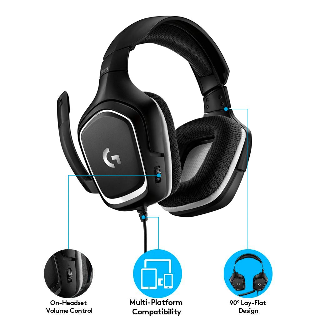 Logitech G332 Wired Gaming Headset Special Edition - Stereo Sound with 50mm Drivers, 3.5mm Jack, Flip-to-Mute Mic, Lightweight Design for PC, Mac, Xbox One, PS4, Nintendo Switch (White) - Perfect for Competitive Gaming, Streaming & Long Gaming Sessions
