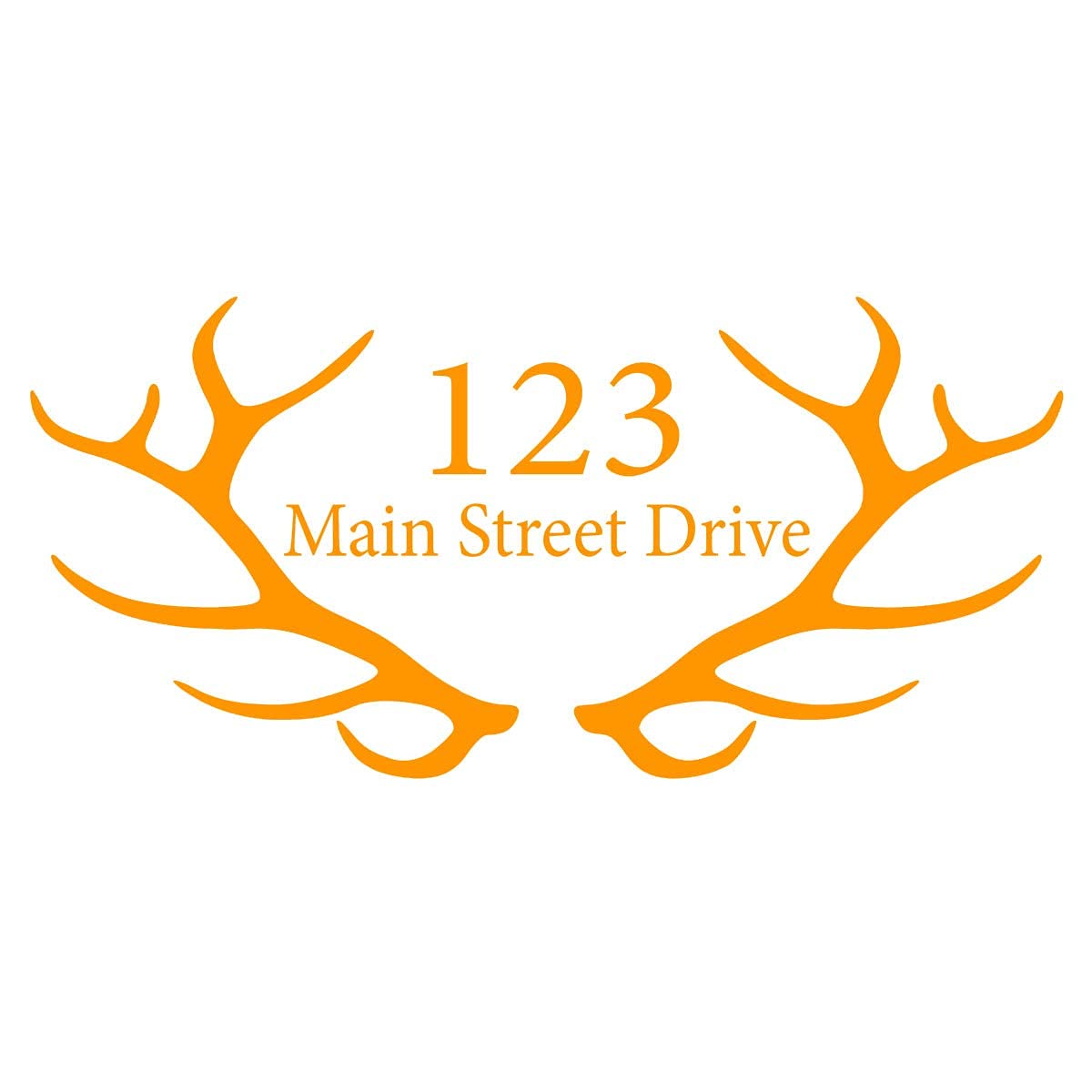 VWAQ Custom Home Address Vinyl Stickers - Set of 2 Antler Mailbox Decals (Orange, CMB27) for Mailbox & House Number Decor