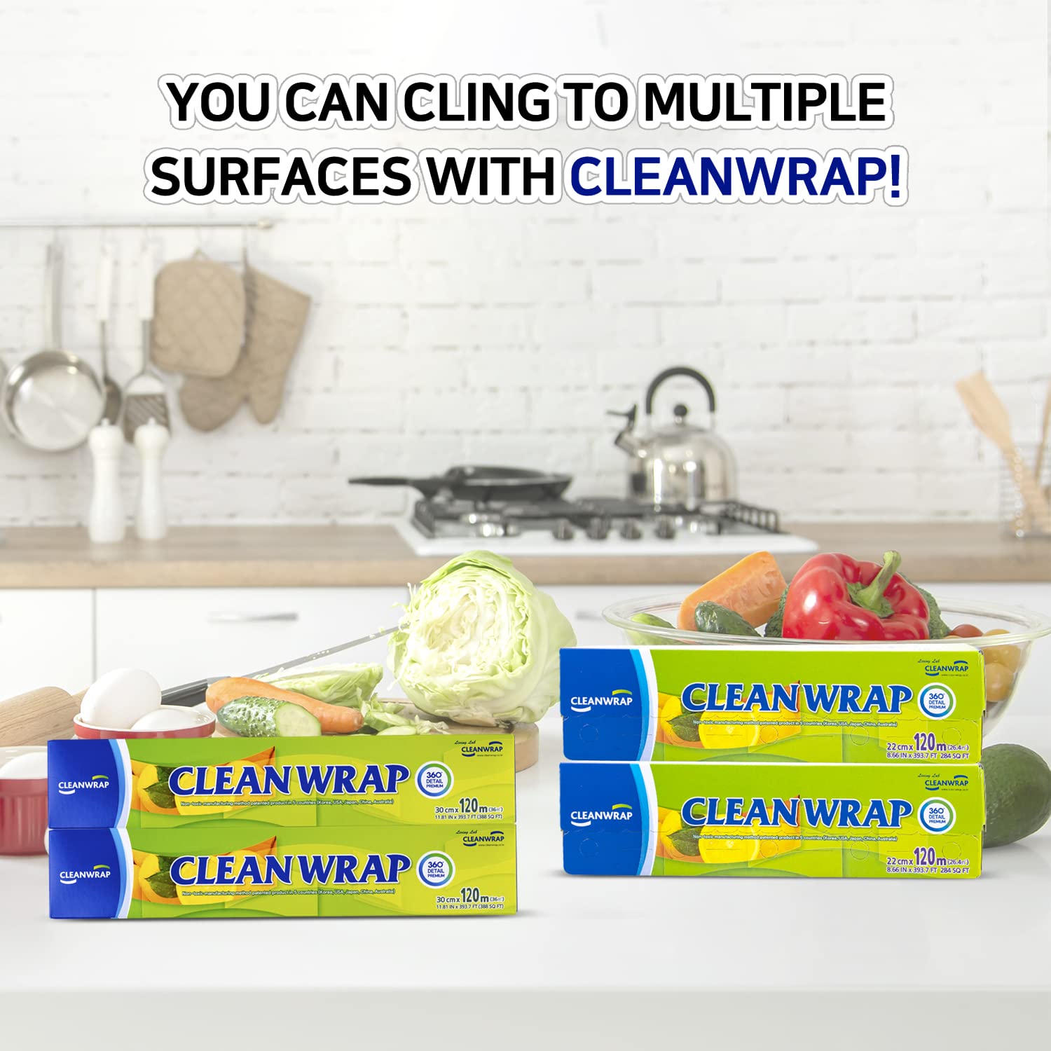BPA Free Plastic Wrap for Food - 11.81in x 393.7ft Clear Press & Seal Wrap (3 Pack) | Food Safe, Transparent Wrapping Paper for Baked Goods, Meal Prep & Leftovers | Ideal for Kitchen Storage, Picnics & Party Platters