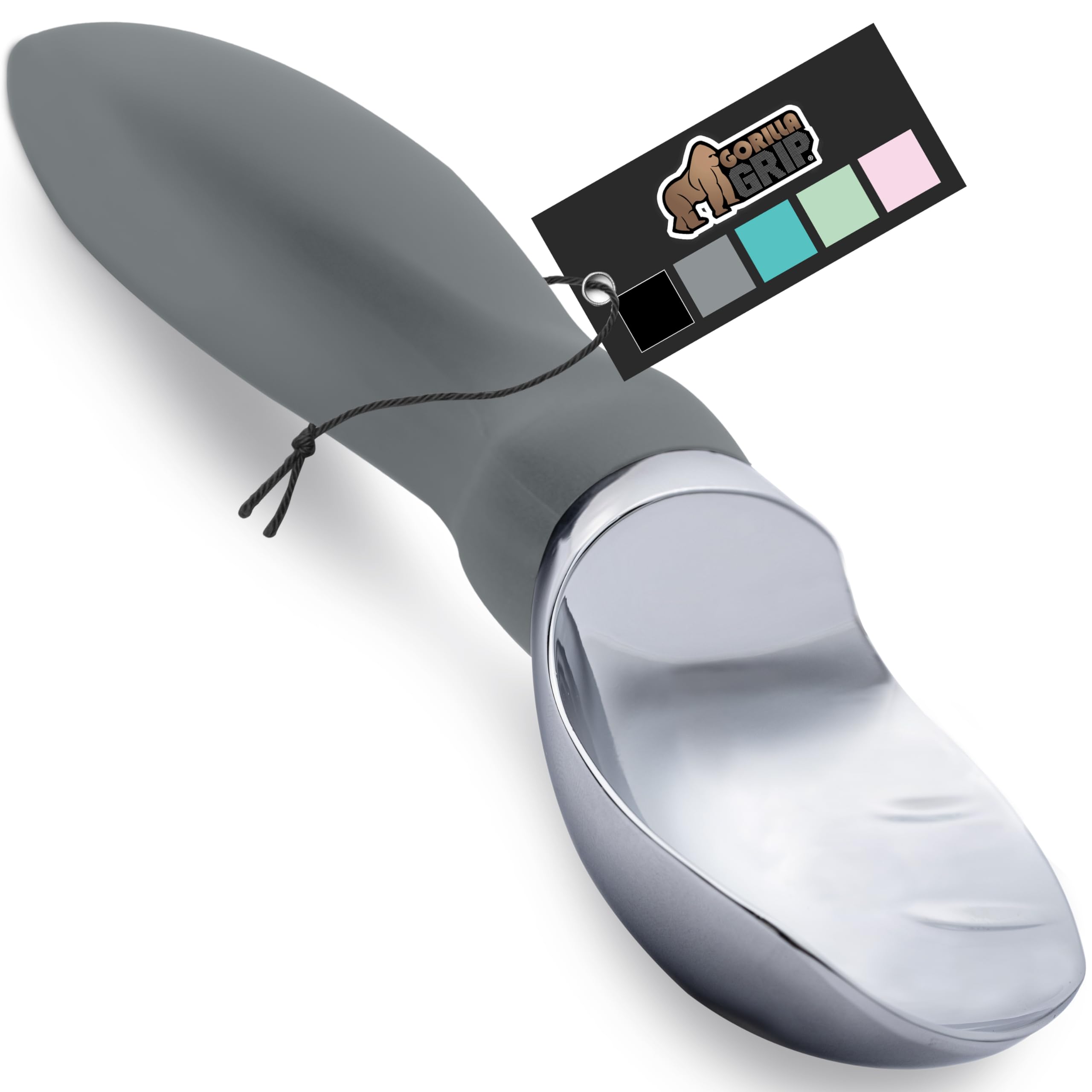 Professional Heavy Duty Ice Cream Scoop with Comfortable Handle - Perfect for Hard Gelato, Sorbet, Cookie Dough & Melon | Gray Kitchen Tool for Restaurants, Ice Cream Shops & Home Use