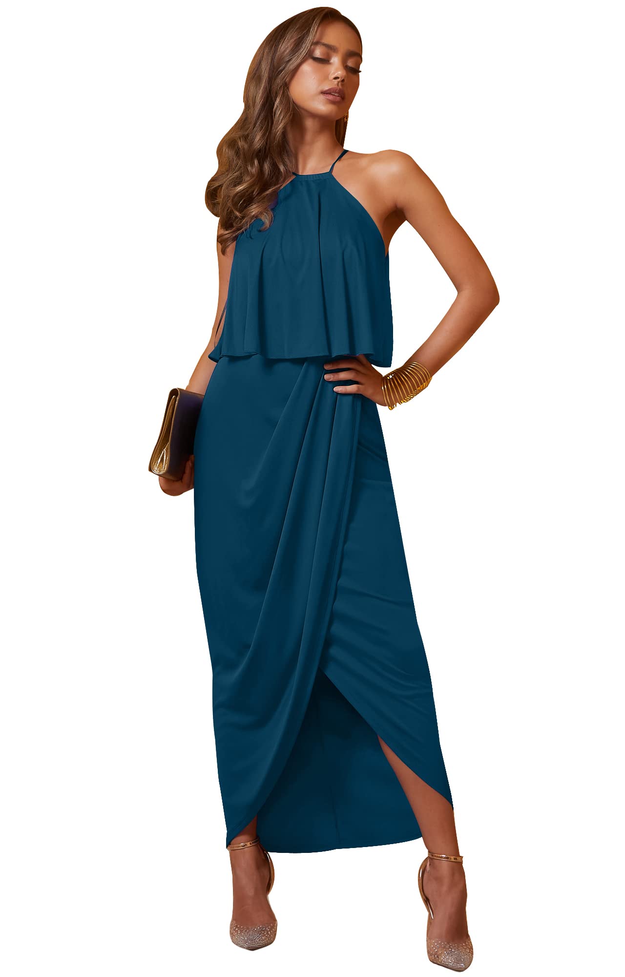 Elegant KOH KOH Women's Long Sexy Bridesmaid Wedding Guest Cocktail Maxi Dress for Formal Events, Parties & Special Occasions