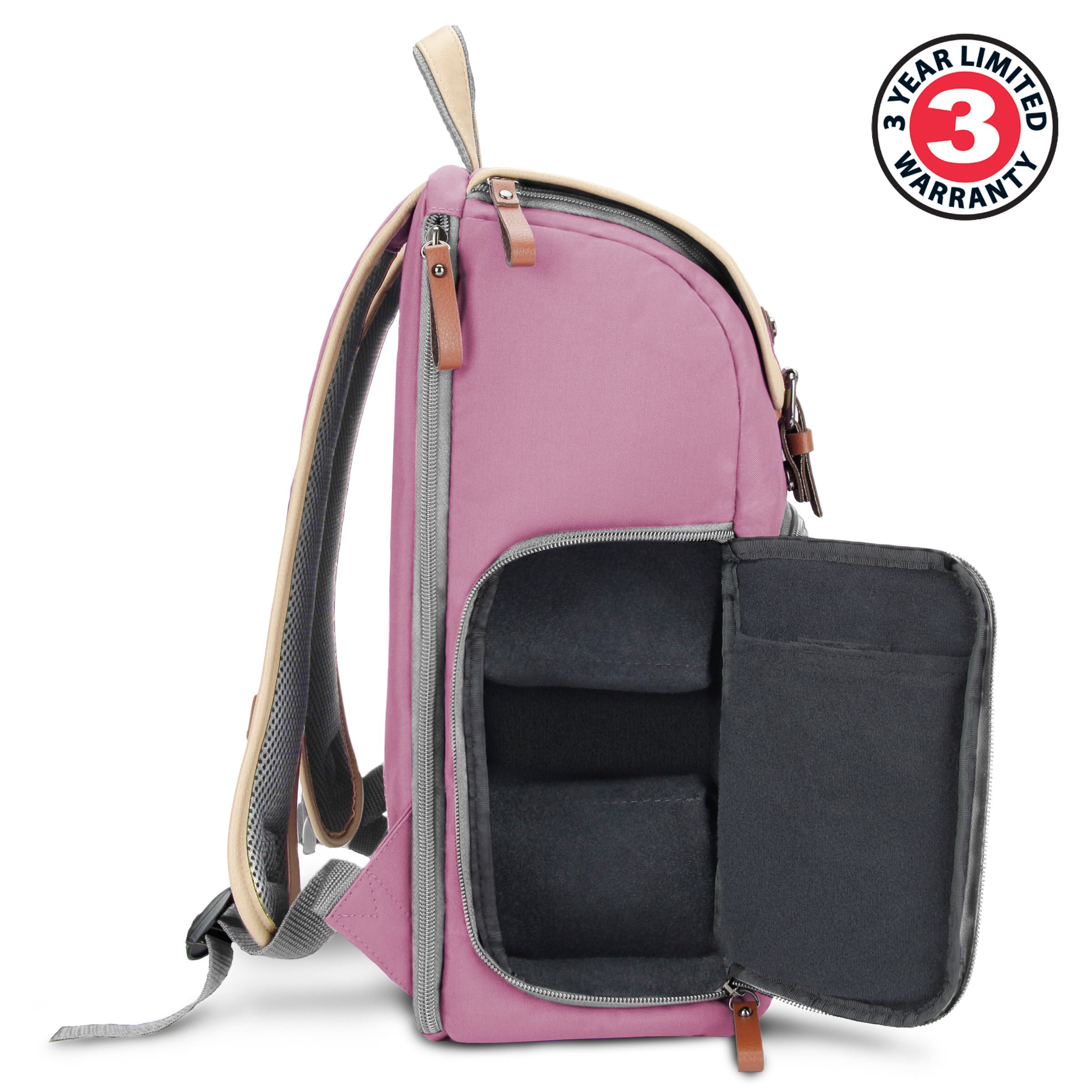 Professional DSLR/SLR/Mirrorless Camera Backpack with Tablet Compartment, Tripod Holder & Waterproof Rain Cover - Pink Mid-Size for Travel, Hiking & Outdoor Photography