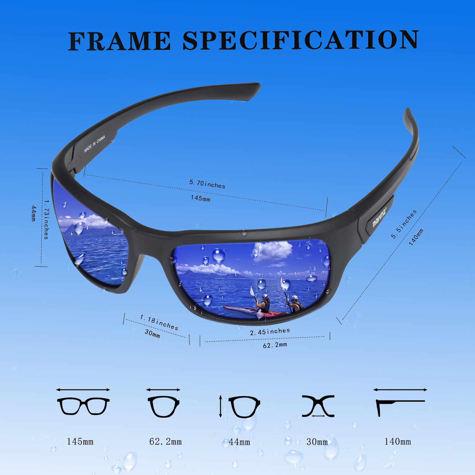 Polarized Fishing Sunglasses for Men - UV Protection, Anti-Glare, Lightweight & Durable - Perfect for Boating, Kayaking, Water Sports & Outdoor Activities