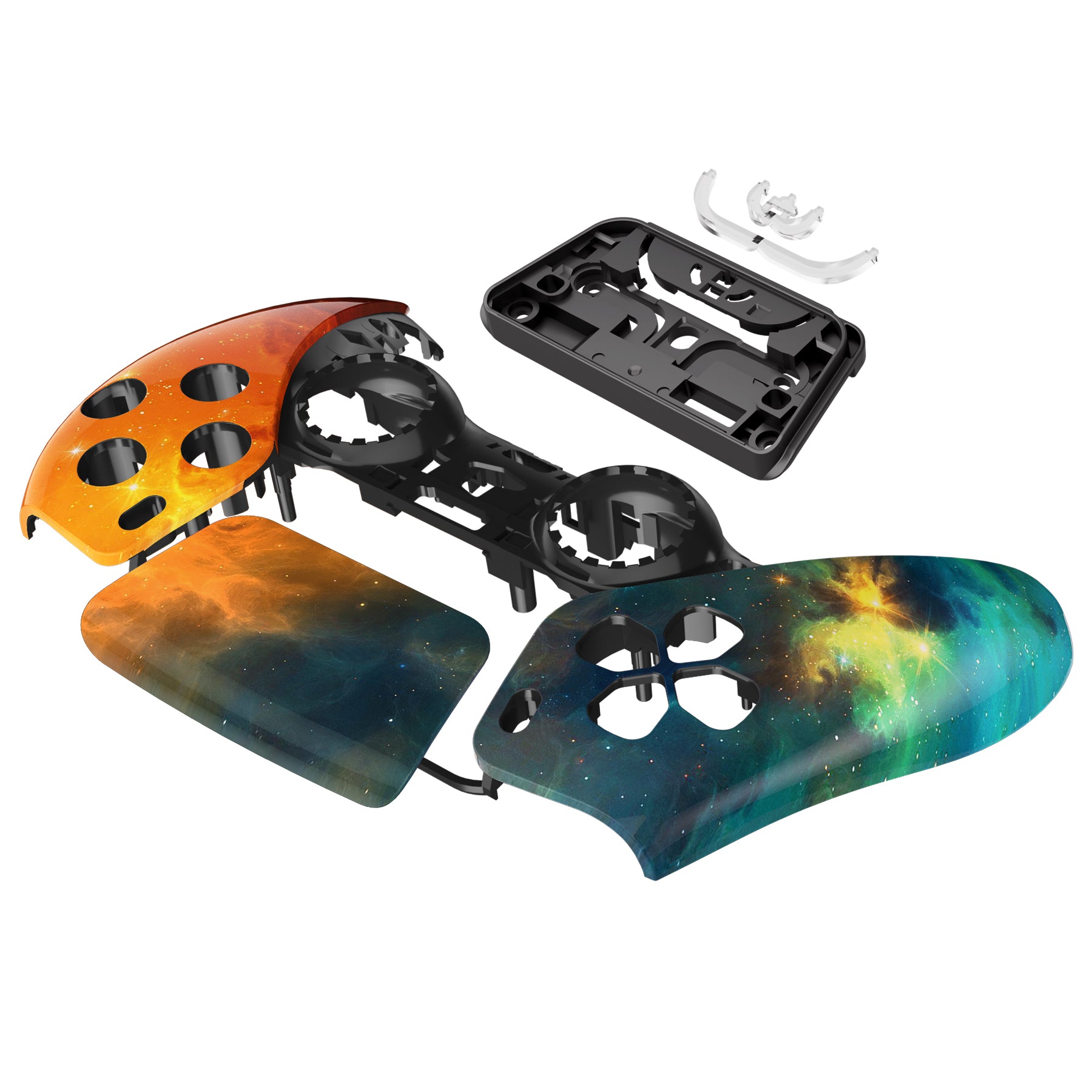 eXtremeRate Orange Star Universe Touchpad Front Housing Shell for PS5 Controller BDM-010/020/030/040/050 - DIY Replacement Shell & Custom Touch Pad Cover (ZPFT1002G3) - Perfect for Gaming, Customization & Controller Protection
