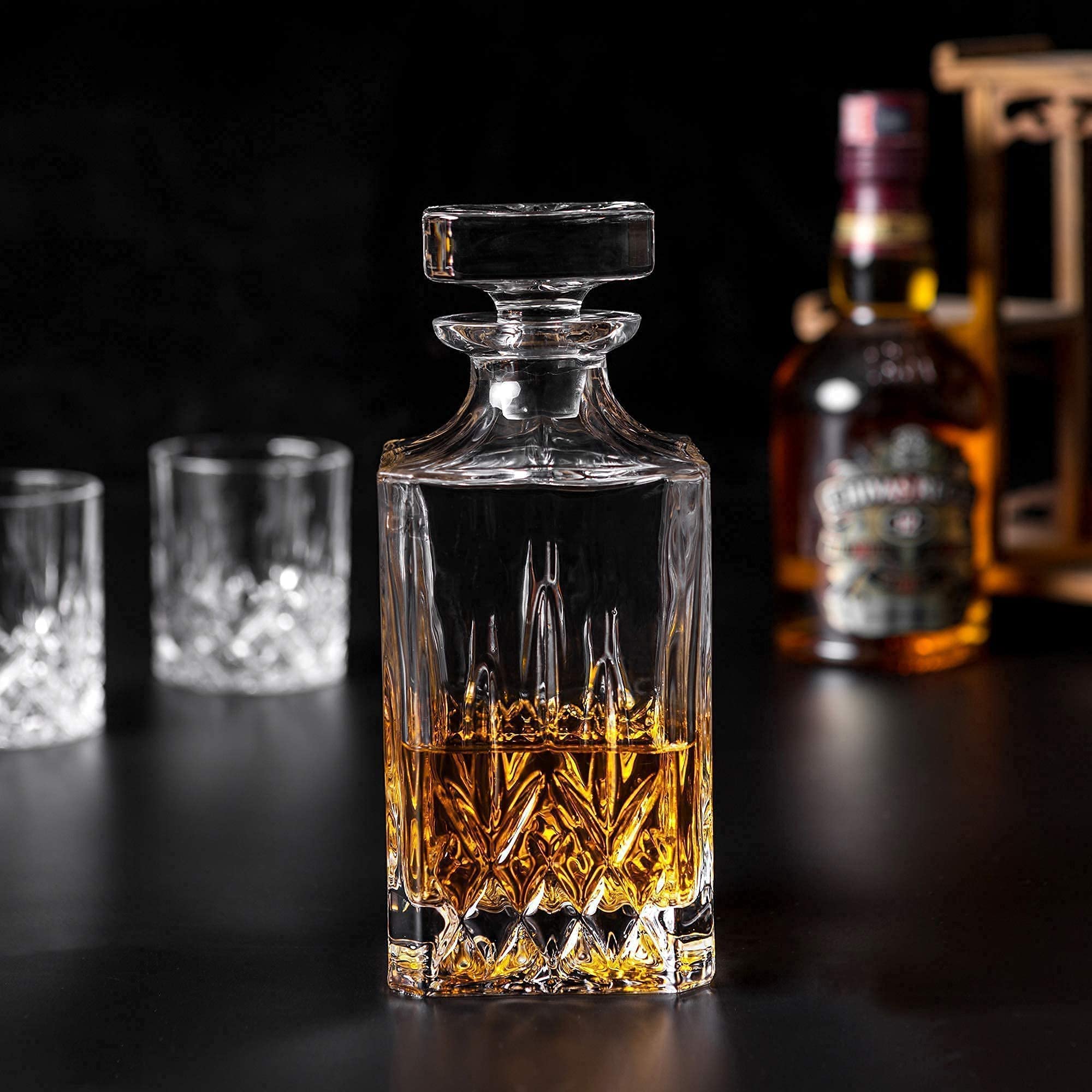KANARS Handcrafted Whiskey Decanter and Glasses Set - Premium 9-Piece Crystal Liquor Decanter for Bourbon, Scotch, Vodka & Whisky | Perfect Wedding Anniversary Gift Set for Home Bar, Dinner Parties & Special Occasions