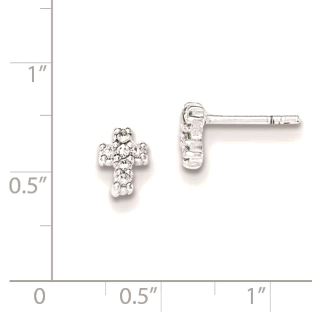 Sterling Silver CZ Cross Post Earrings for Women - Hypoallergenic & Polished Finish - Perfect for Church, Weddings, and Everyday Wear