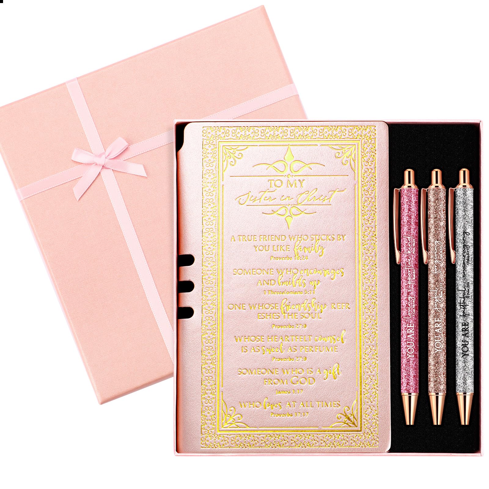 5-Piece Easter Christian Gift Set - Prayer Journal, Bible Verse Pens in Gift Box - Perfect for Women, Men, Pastors - Church, Sunday School, Mother's Day & Birthday Presents (Pink) | Inspirational Writing & Faith Journaling Supplies