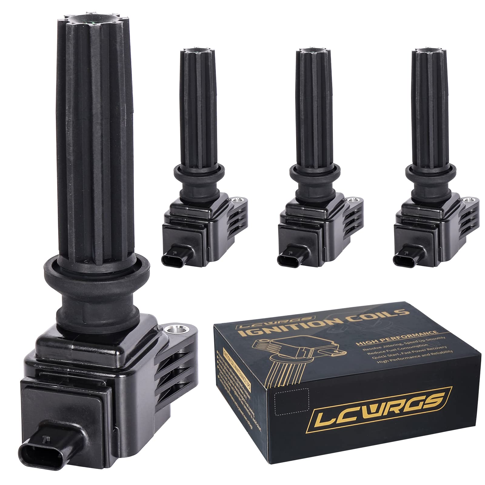 4-Pack Ignition Coil Set Compatible with 2.0L L4 Ford Focus/Escape/Fusion/Edge & Lincoln MKC/MKZ 2012-2019 - OE# C1816 UF670 DG546 - Perfect for Engine Tune-Up & Performance Enhancement