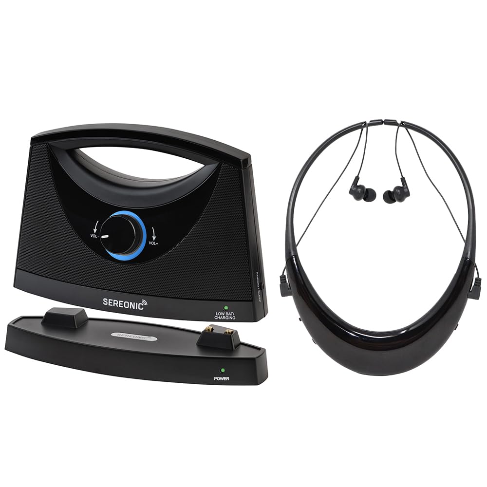 Wireless TV Speaker & Headphone Set for Hearing Impaired - Portable Bluetooth TV Speakers with Comfortable Wireless Headphones, Clear Sound, 100ft Range - Perfect for Seniors, Late Night TV Watching & Private Listening