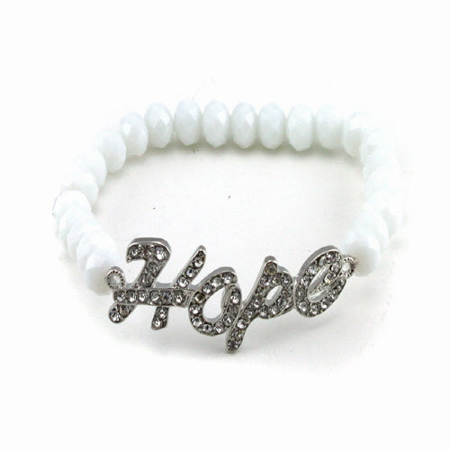 Hope & Bead Bracelet for Women - White Adjustable String Wristband for Yoga, Meditation & Everyday Wear