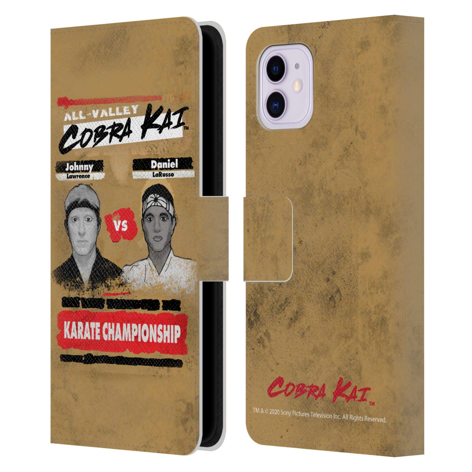 Head Case Designs 官方授权 Cobra Kai 空手道锦标赛图案 真皮书型钱包手机壳 适用于 Apple iPhone 11 - 保护手机 彰显个性 适合日常使用和运动场合