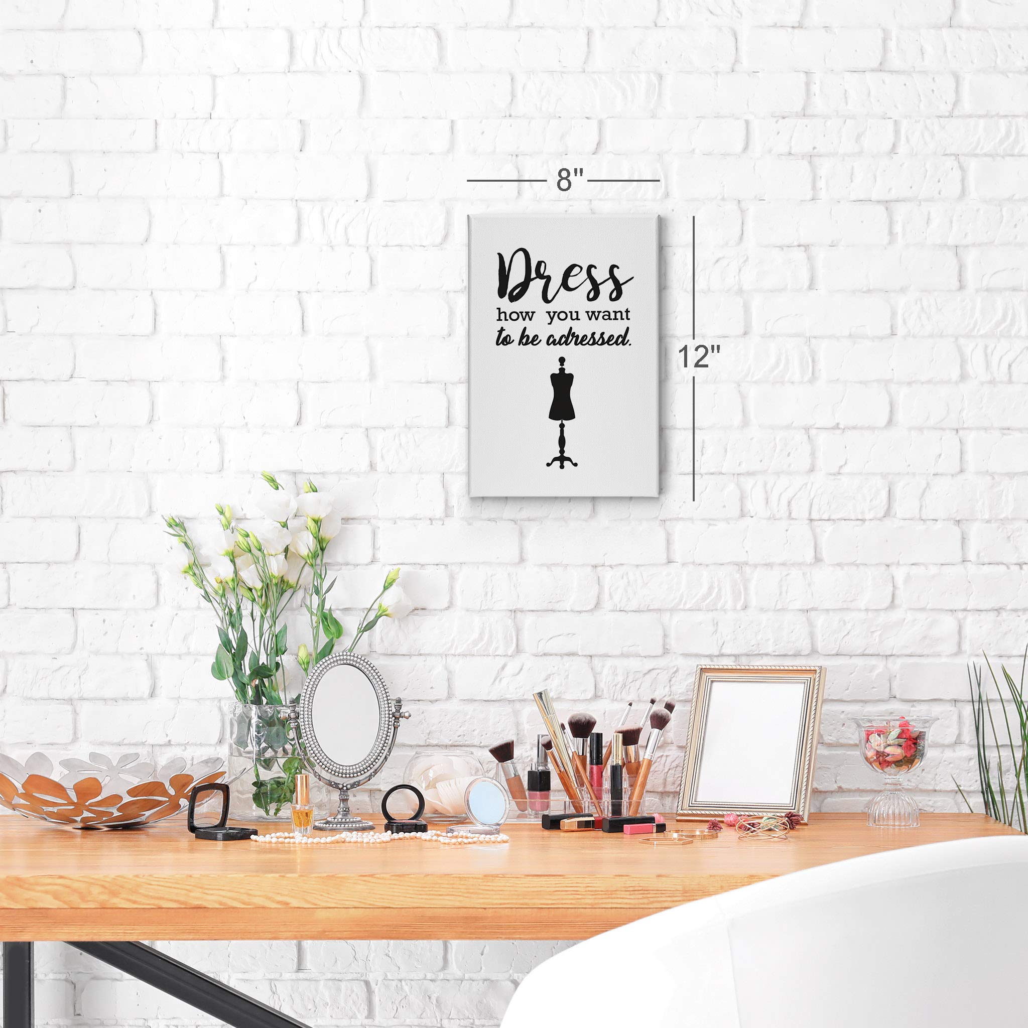 Smile Art Design 'Dress How You Want to Be Addressed' Quote Wall Art - Glam Fashion Silhouette Canvas Print (40x30 Inches) - Perfect for Office, Bathroom, Girls Room, Women's Dorm, Bedroom & Living Room Decor - Ready to Hang Motivational Wall Art for Home & Workspace Inspiration