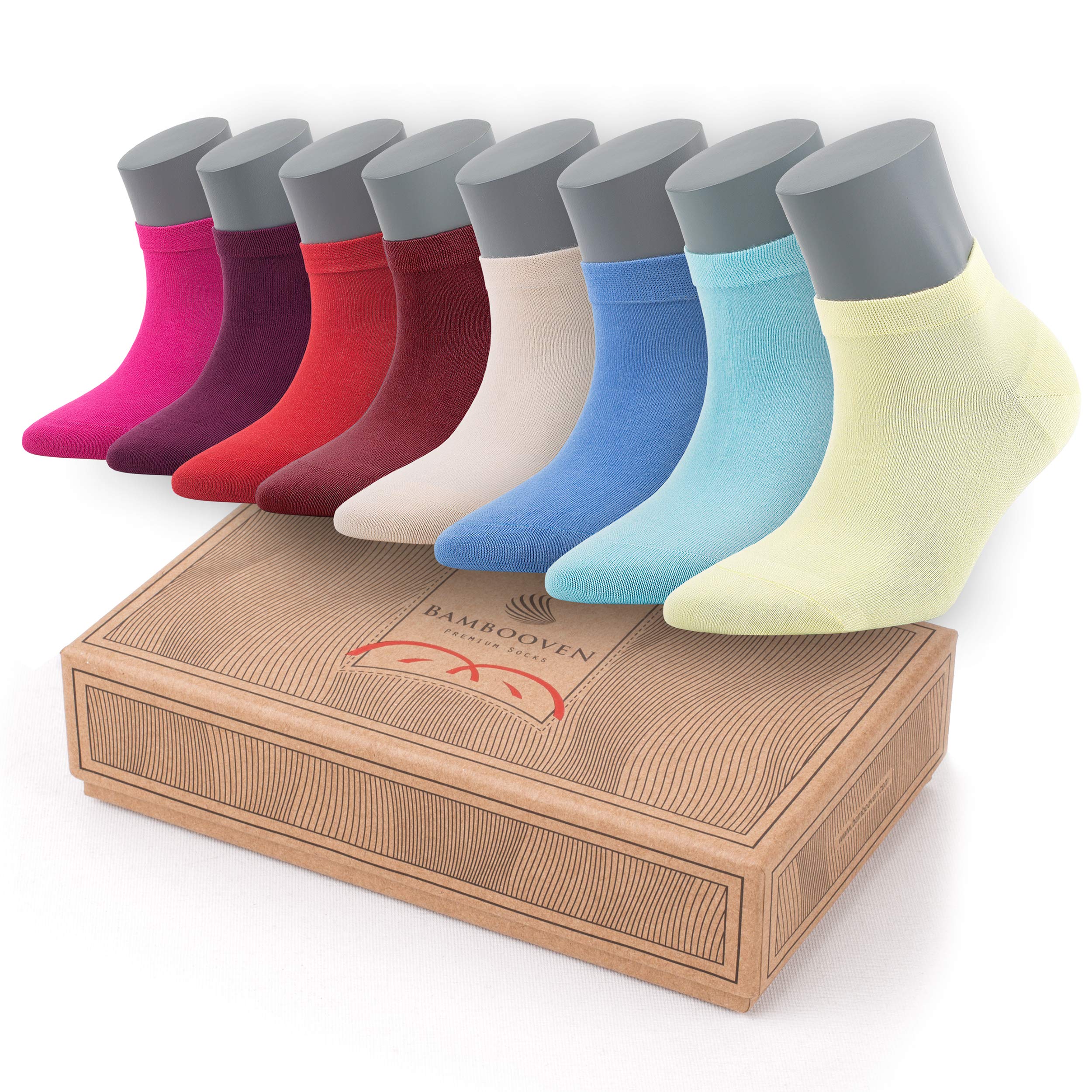 Bambooven Women's Casual Ankle Socks - Ultra Soft Bamboo Fiber, Odor Resistant & Breathable, Low Cut Socks Multi Pack for Everyday Wear, Workout & Travel